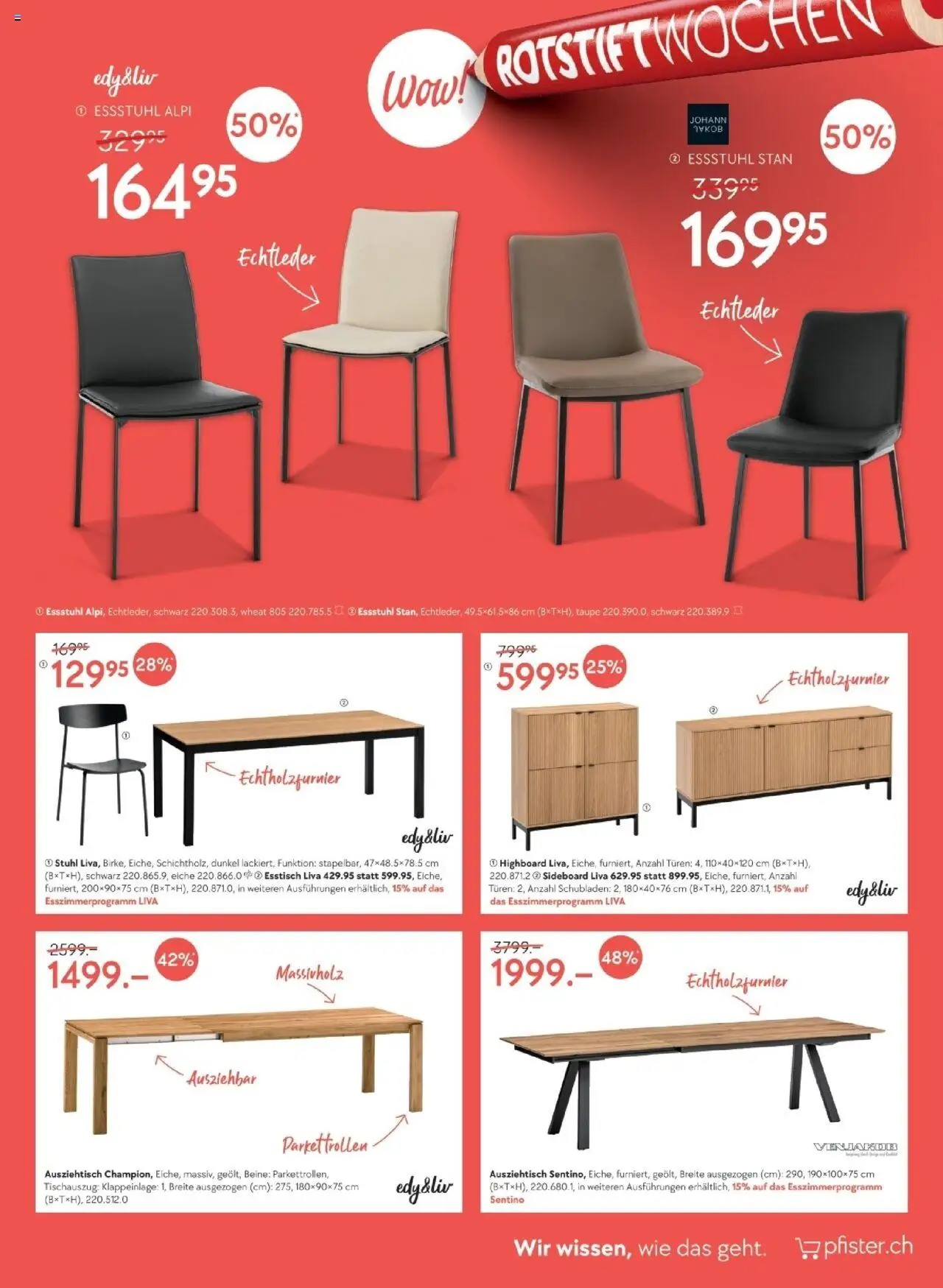 Pfister - Prospekt Rotstift 3 DE ab 29.07.2025 | Seite: 3 | Produkte: Highboard, Stuhl, Sideboard, Esstisch