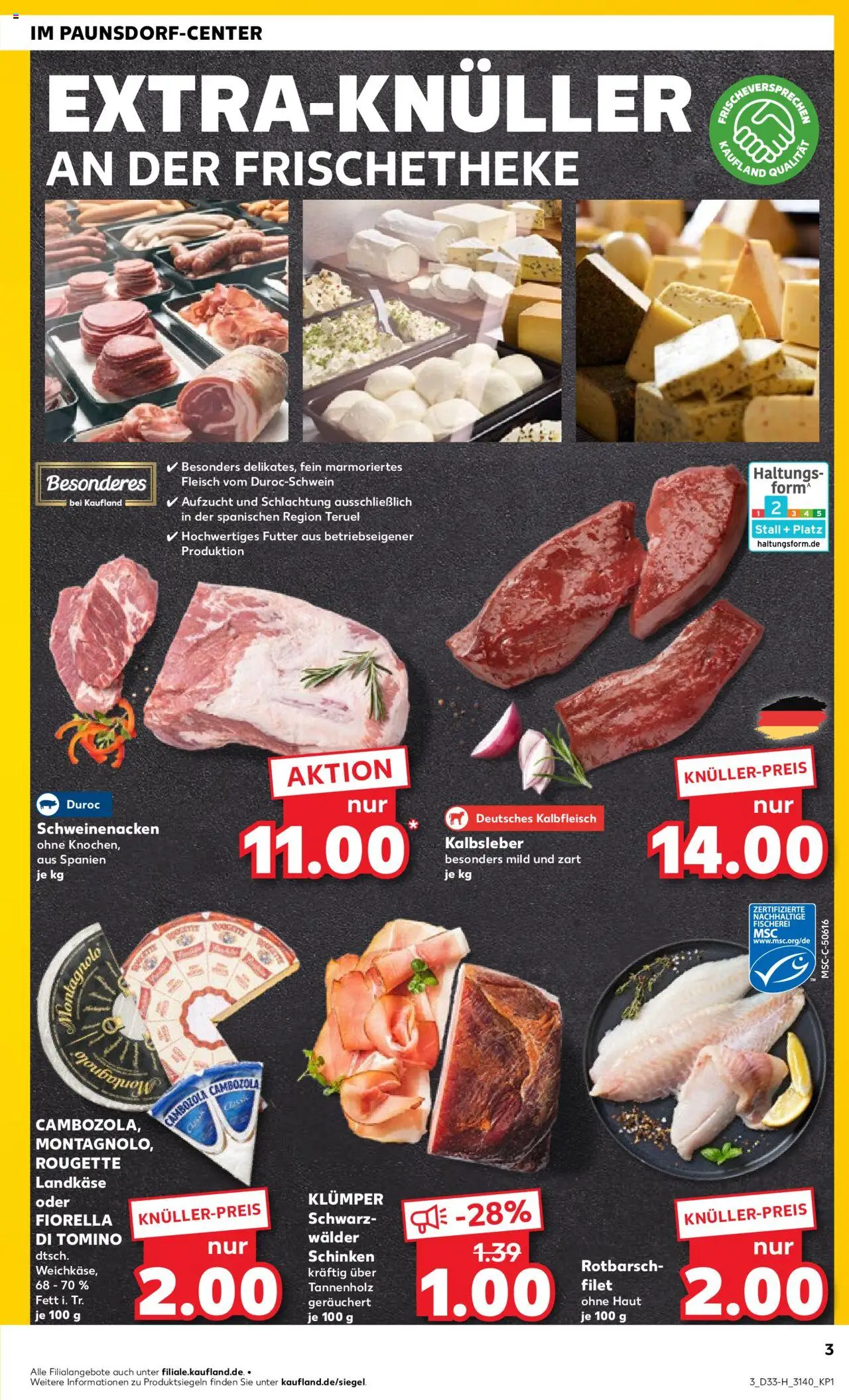 Kaufland prospekt Leipzig	 - gültig ab dem 14.08.2025 | Seite: 3 | Produkte: Schweinenacken, Kalbsleber, Schinken, Fleisch