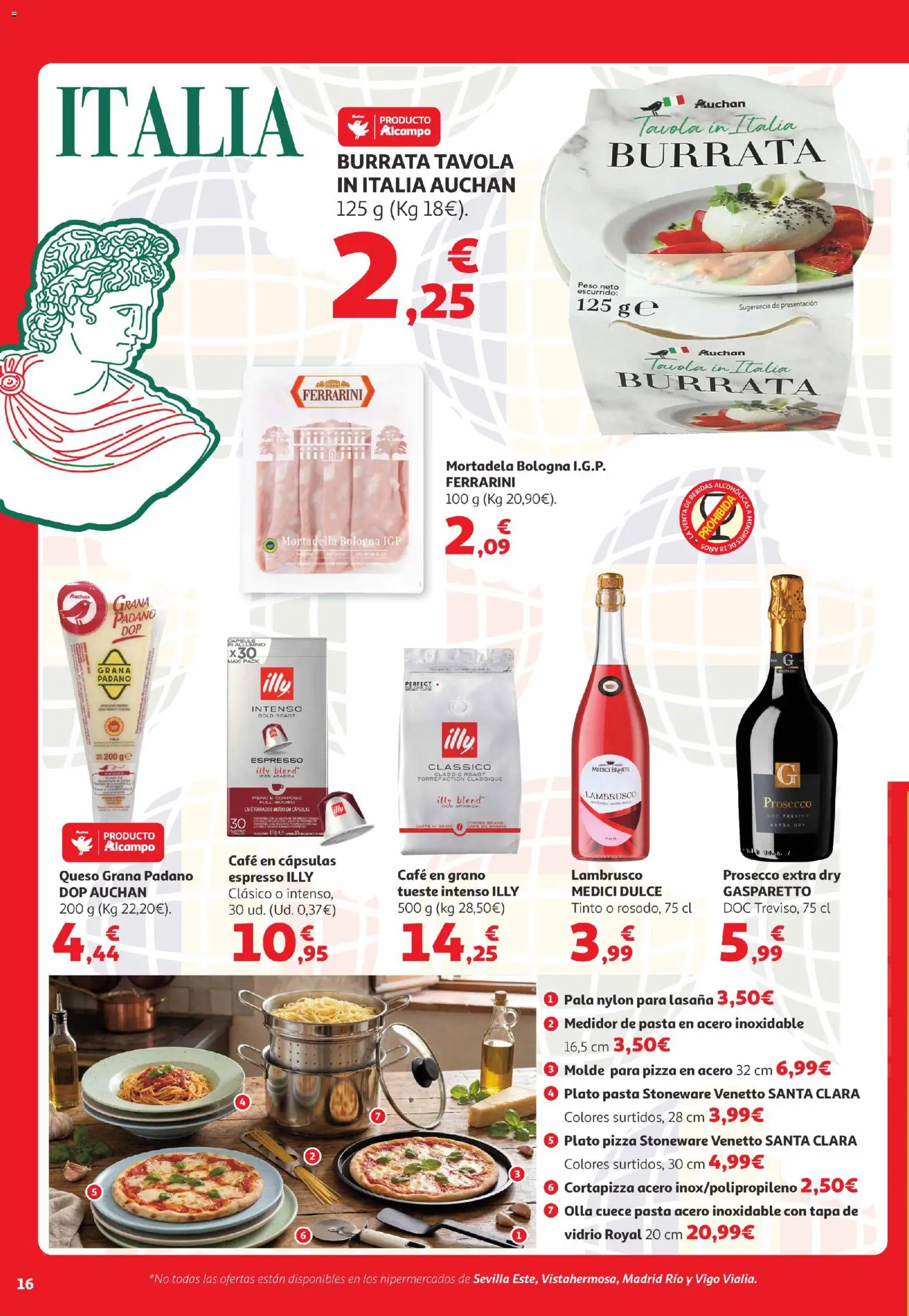 Alcampo Canarias │ válido desde el 07.04.2026 | Página: 16 | Productos: Queso, Café en grano, Lasaña, Mortadela