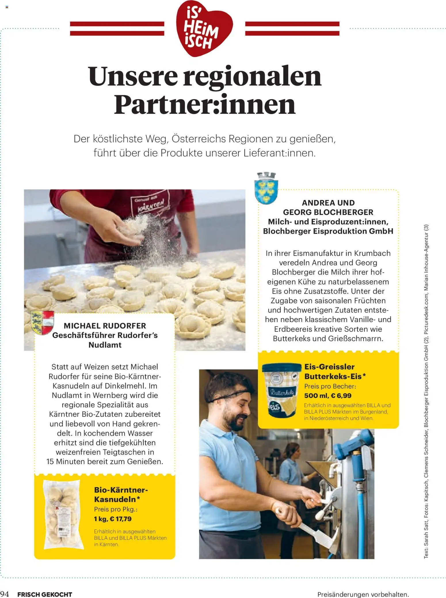 Billa  Frisch Gekocht gültig ab 01.11.2025 | Seite: 90 | Produkte: Eis, Wasser, Milch