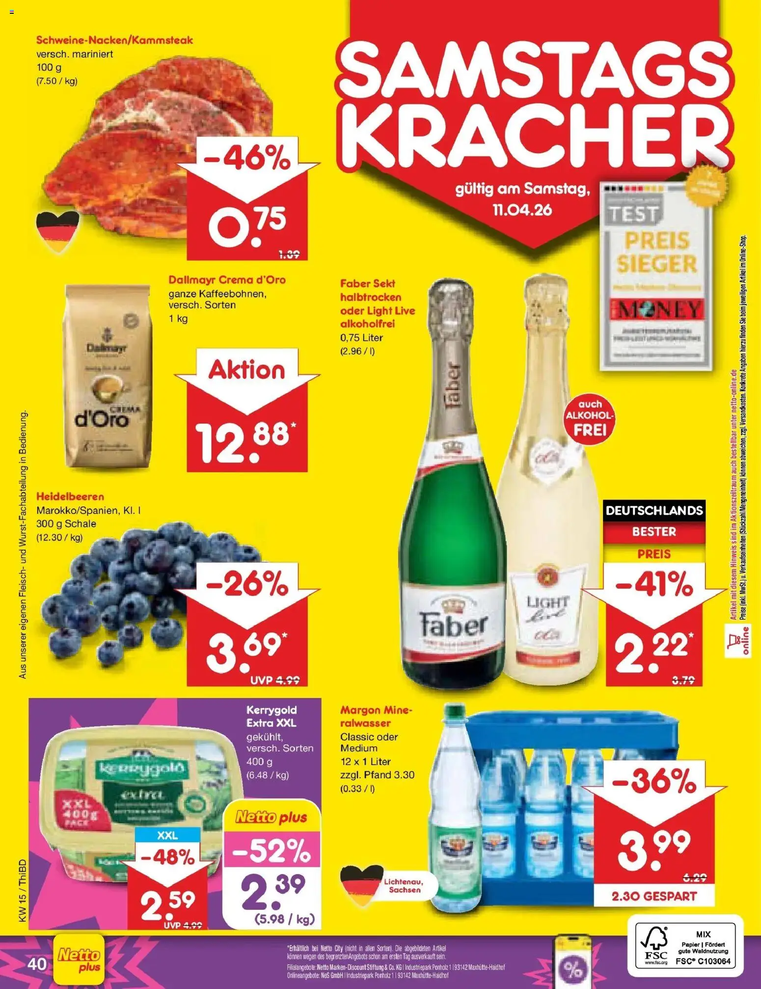 Netto Marken-Discount Prospekt Thiendorf	 – gültig ab 07.04.2026 | Seite: 58 | Produkte: Sekt, Heidelbeeren, Dallmayr, Fleisch