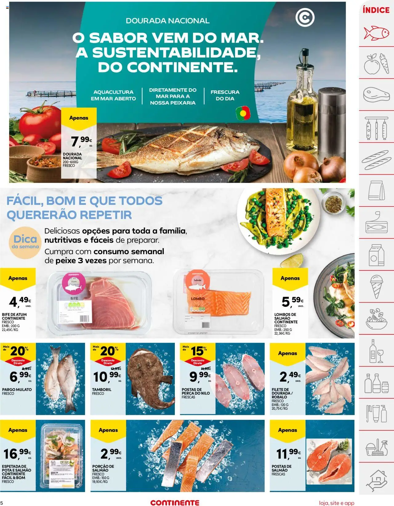 Continente folheto │ válido de 03.06.2025 | Página: 5 | Produtos: Dourada, Atum, Salmão, Lombo