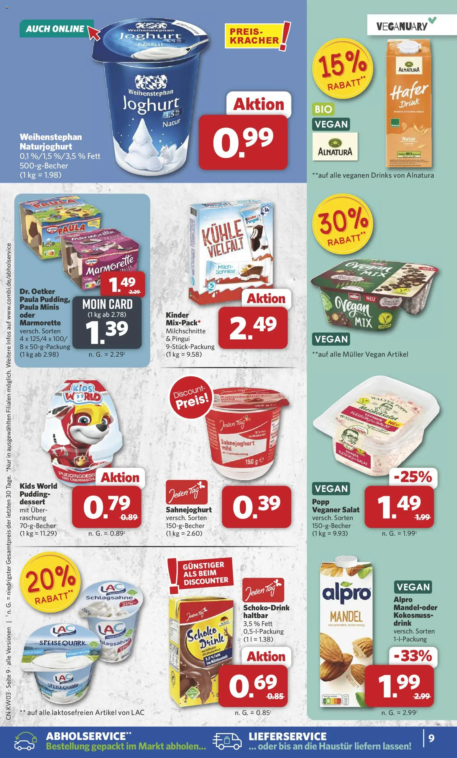Combi Prospekt 	 – gültig ab 12.01.2026 | Seite: 9 | Produkte: Schlagsahne, Joghurt, Fleisch, Speisequark