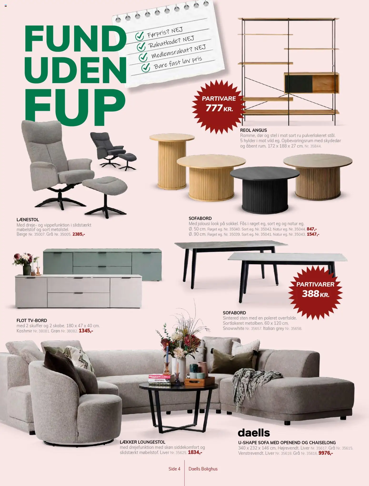 Daells Bolighus tilbudsavis – gyldig fra 14.01.2026 | Side: 4 | Produkter: Sofabord, Sofa, Lænestol