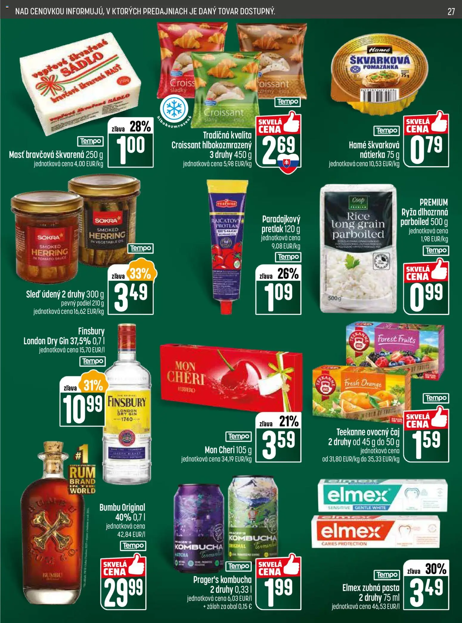 Nové COOP Jednota akcie – leták je platný od 15.01.2026 | Strana: 27 | Produkty: Čaj, Zubná pasta, Gin, Teekanne