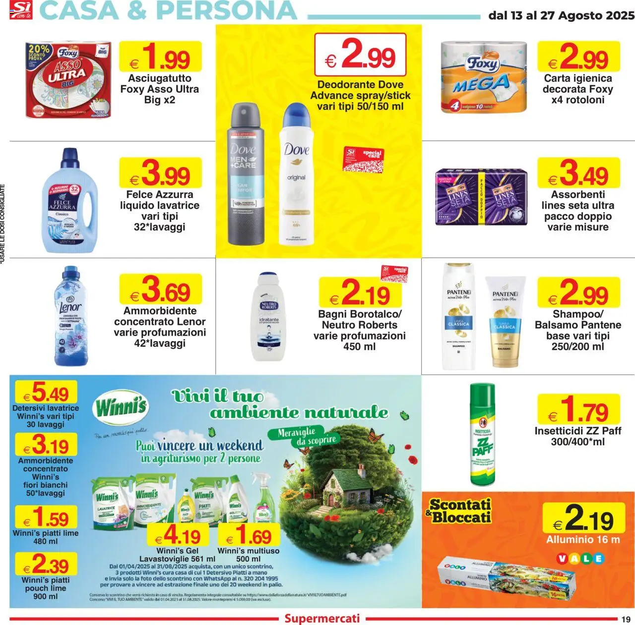 Volantino Sì con Te del 13.08.2025 | Pagina: 19 | Prodotti: Ammorbidente, Lavatrice, Alluminio, Insetticida