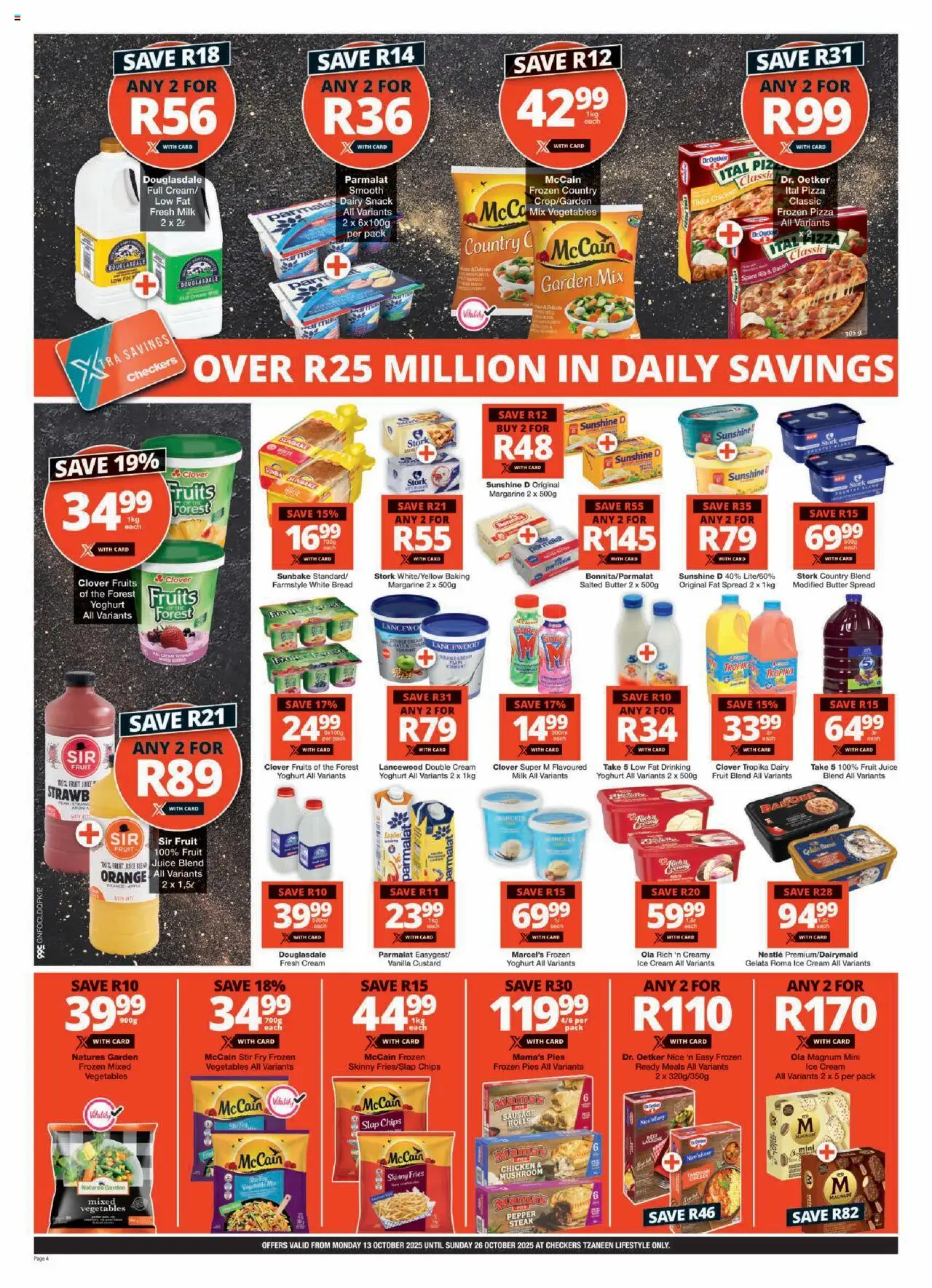 New Checkers catalogue – valid from 13.10.2025 | Page: 4 | Products: Steak, Juice, Cream, Vegetables