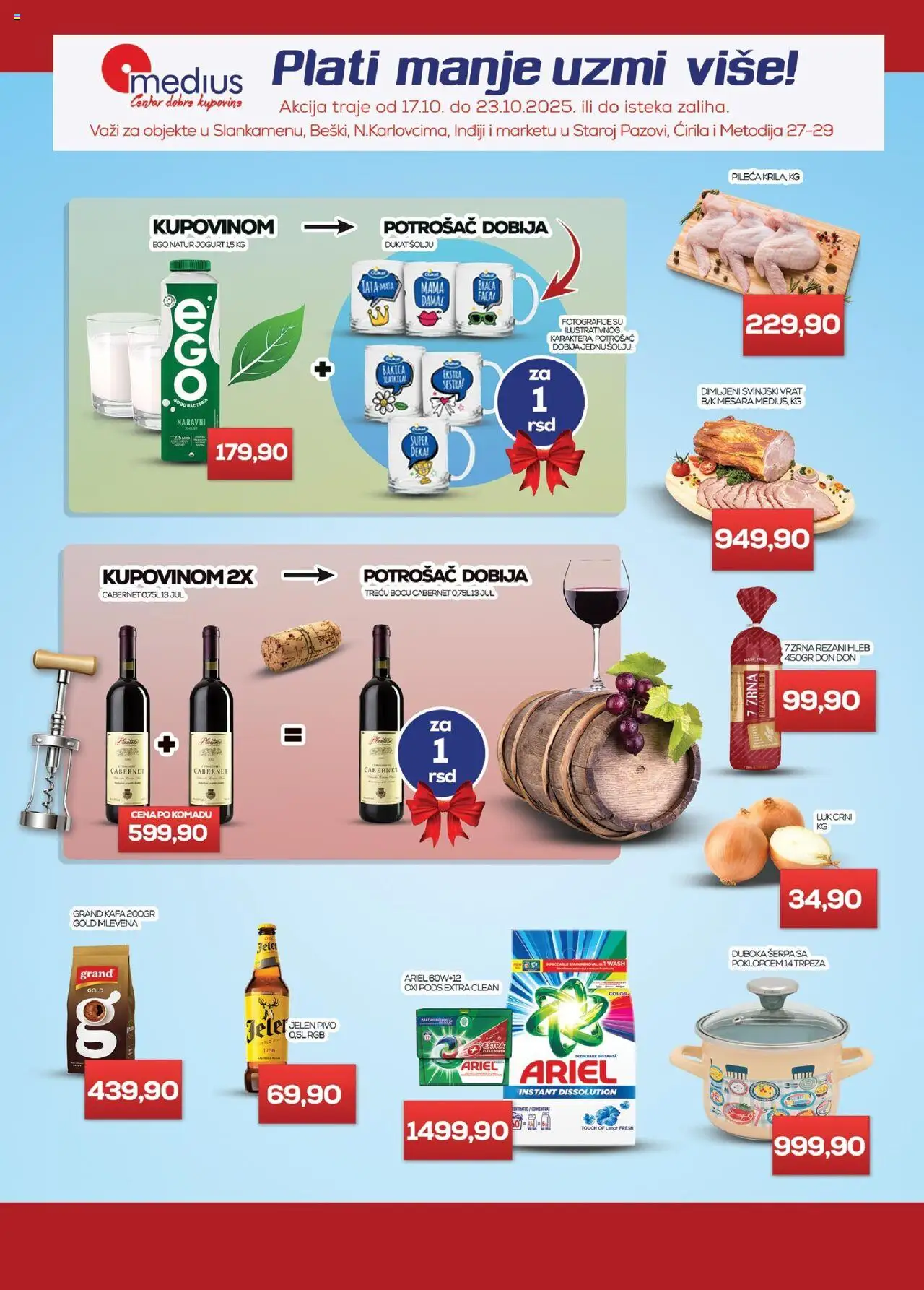 Medius katalog - važi od 17.10.2025 | Strana: 1 | Proizvode: Rezani hleb, Lenor, Jogurt, Kafa