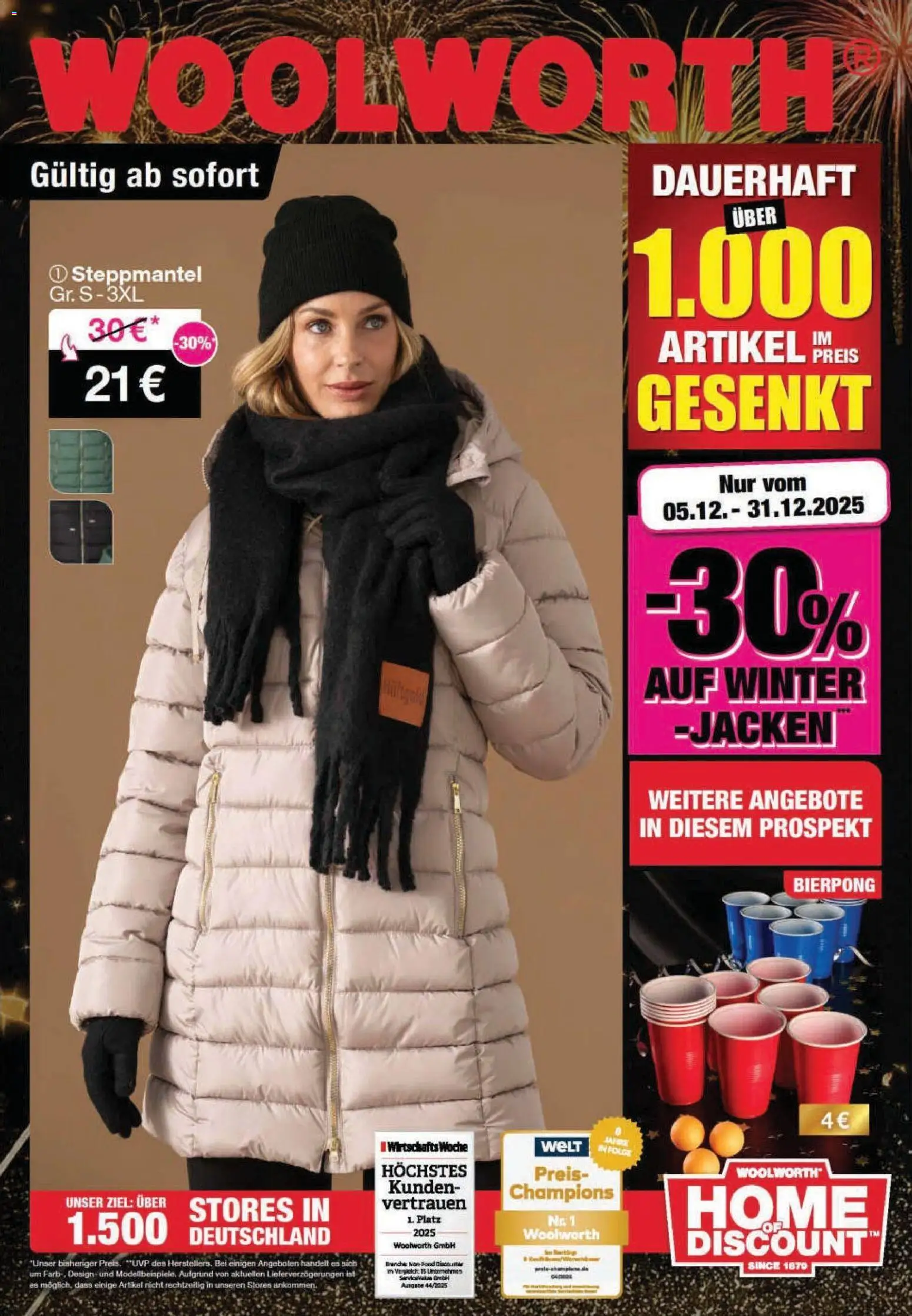 Woolworth Prospekt 	 – gültig ab 17.12.2025 | Seite: 1 | Produkte: Steppmantel