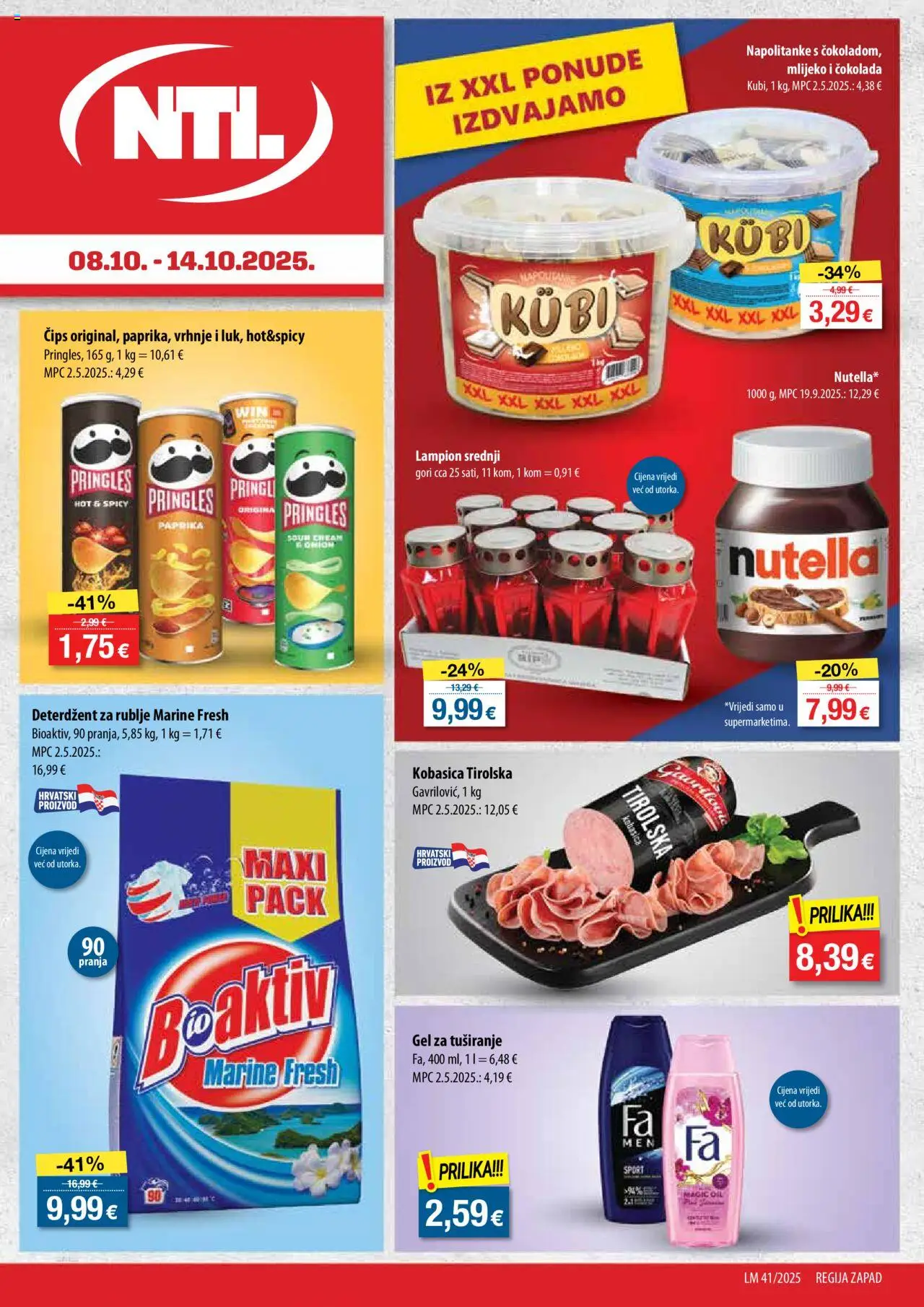 NTL katalog | vrijedi od 08.10.2025 | Stranica: 1 | Proizvodi: Gel za tuširanje, Pringles, Deterdžent, Lampion