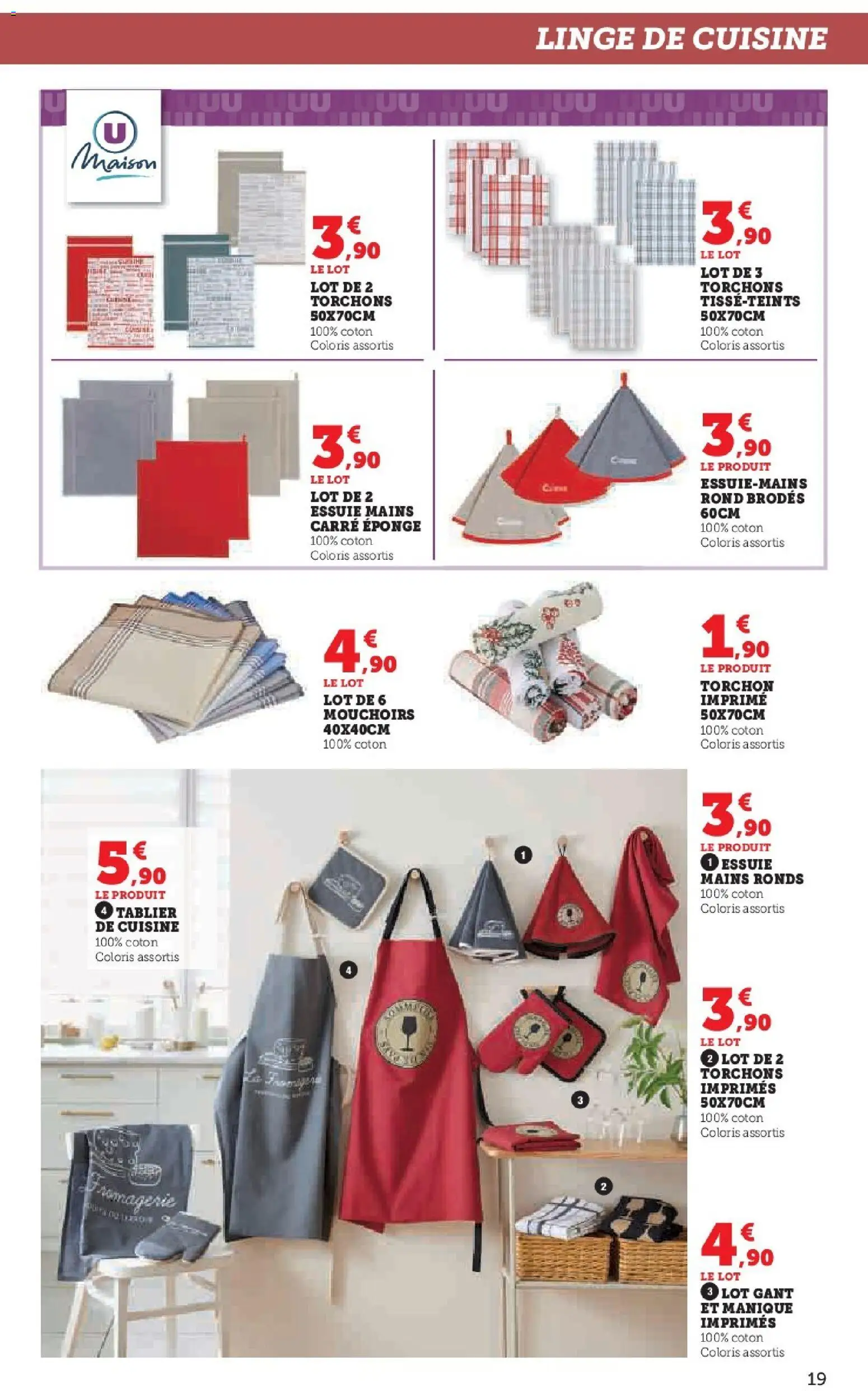{H1} | Page: 19 | Produits: Torchon, Tablier, Eponge, Mouchoirs