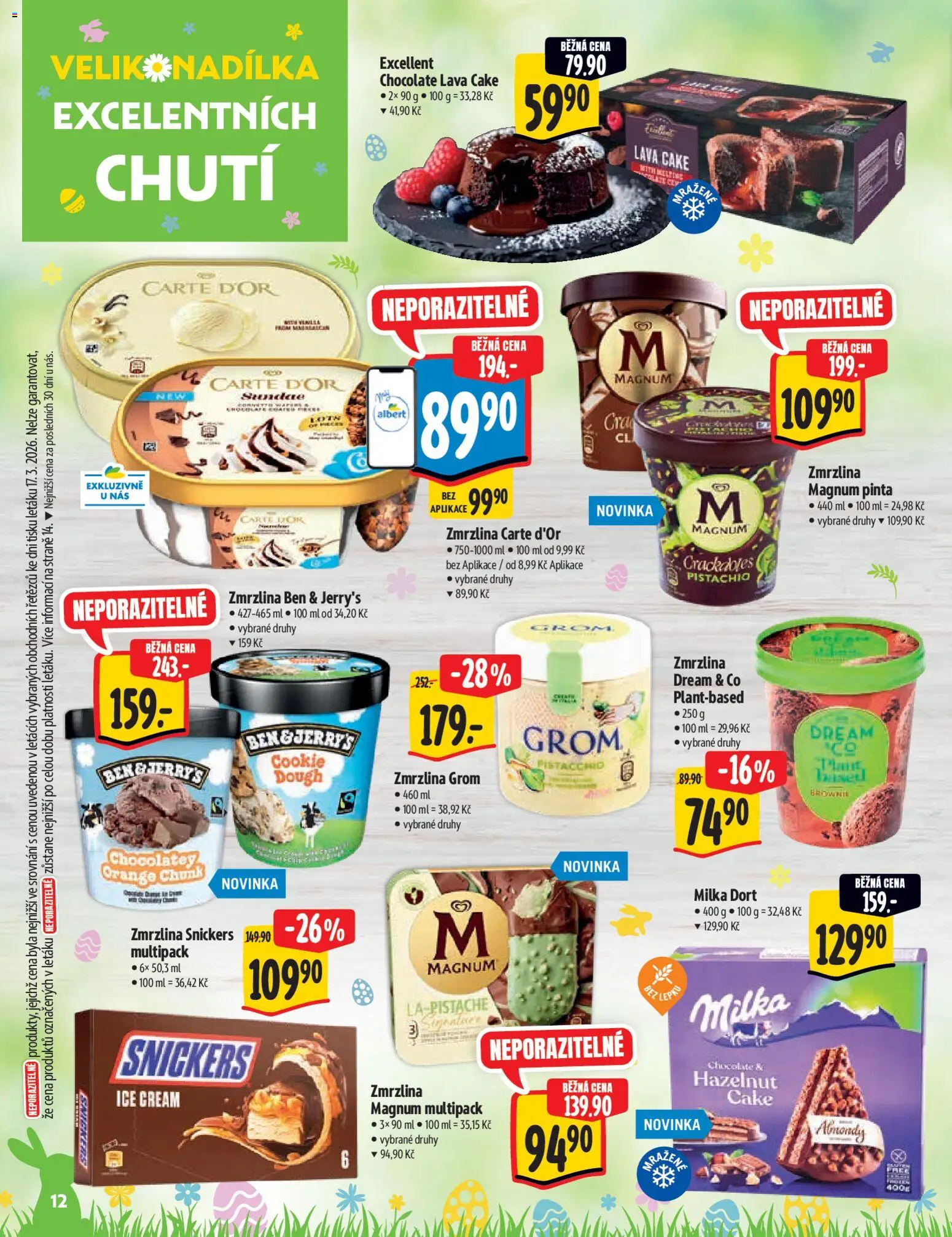 Albert katalog - Supermarket  od 25.03.2026 | Strana: 12 | Produkty: Milka, Zmrzlina, Ben & Jerry's, Zmrzlina Snickers
