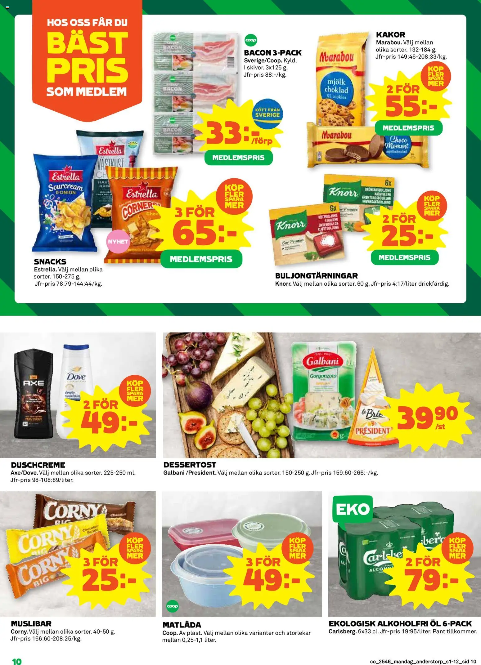 Coop reklamblad aktuell från 10.11.2025 | Sida: 10 | Produkter: Bacon, Mjölk, Öl, Matlåda