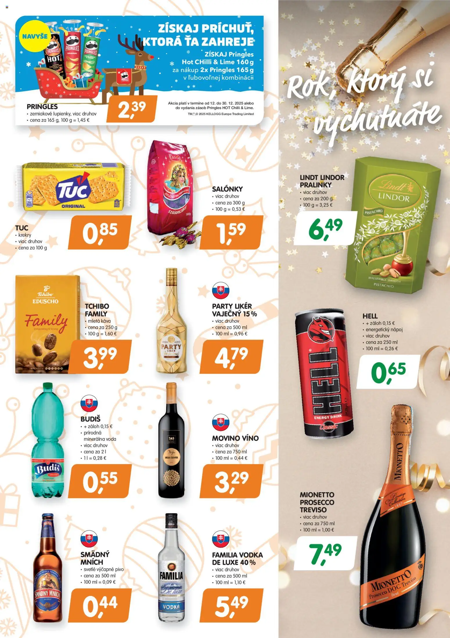 Nové Môj obchod akcie – leták je platný od 12.12.2025 | Strana: 5 | Produkty: Chilli, Pringles, Minerálna voda, Energetický nápoj