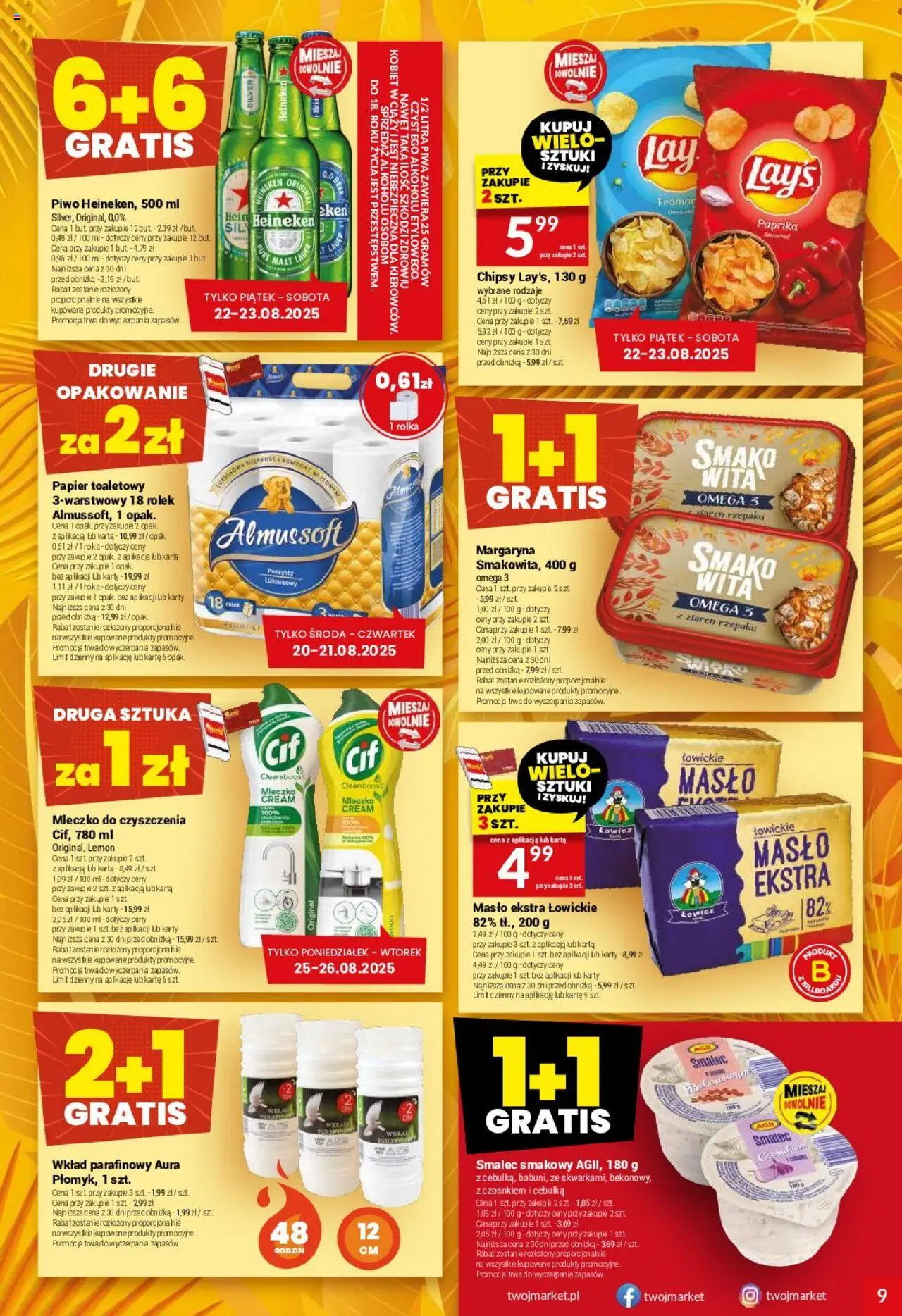 Twój Market Gazetka od 20.08.2025 | Strona: 9 | Produkty: Karta, Papier toaletowy, Margaryna, Piwo