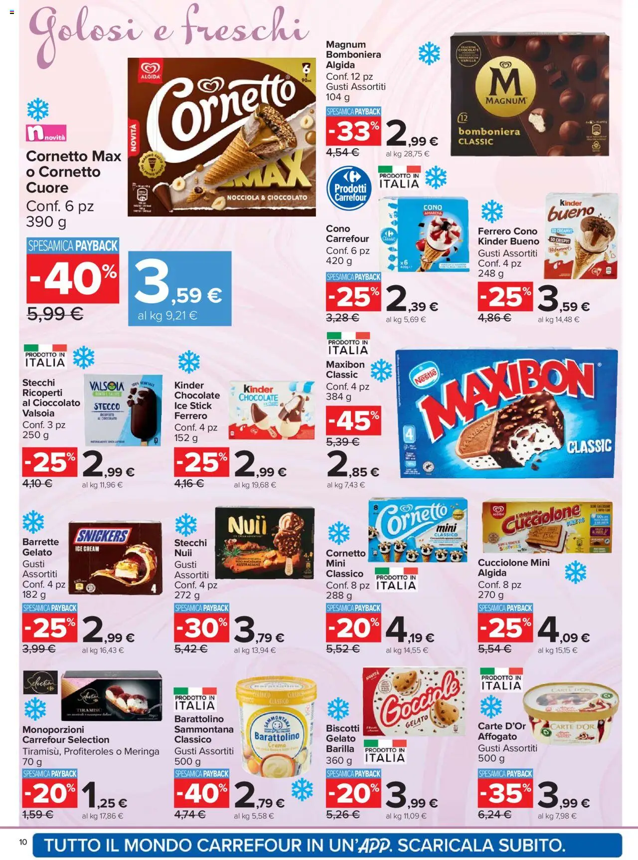 Volantino Carrefour del 15.09.2025 | Pagina: 10 | Prodotti: Crema, Cornetto, Biscotti, Gelato