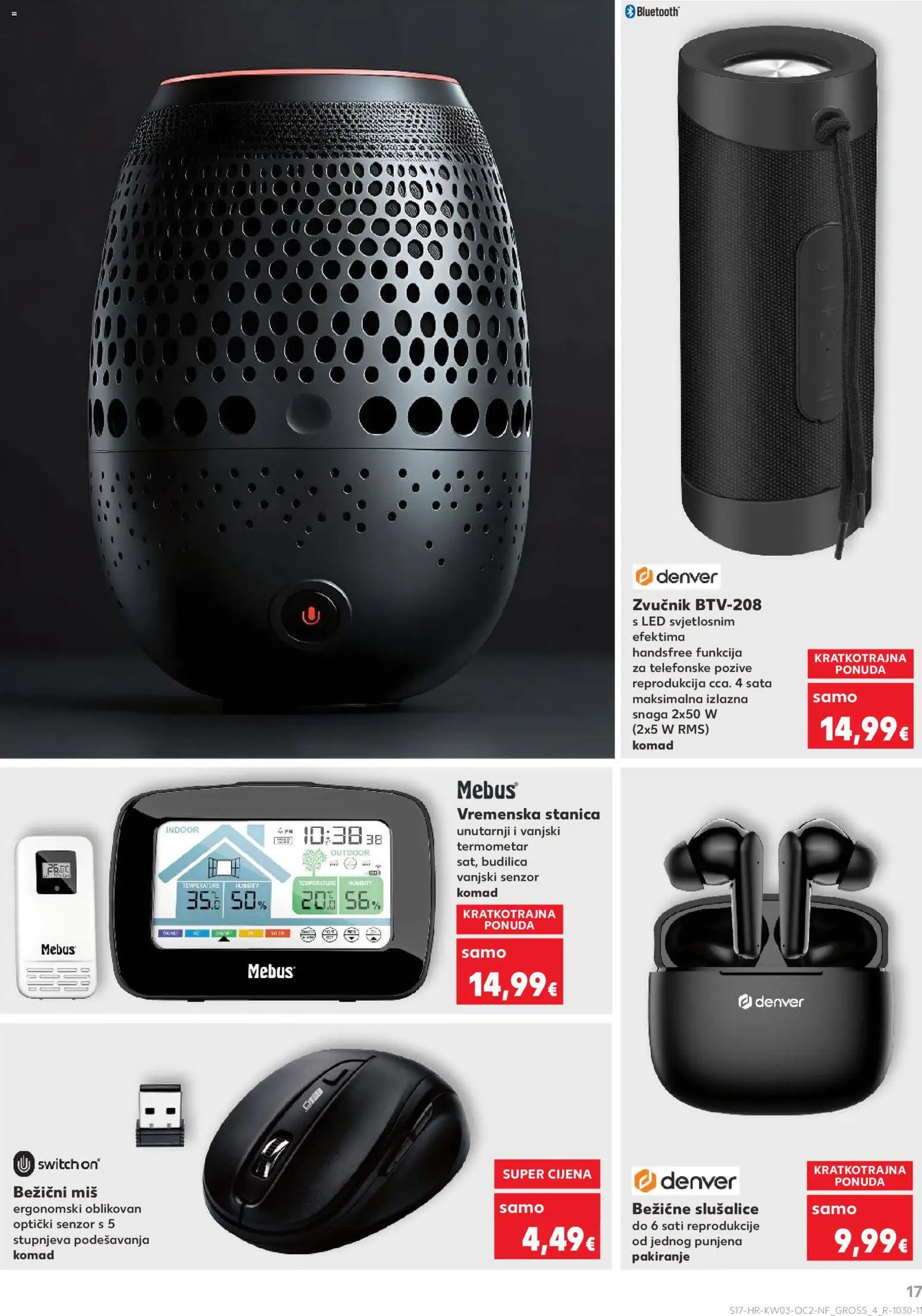 Kaufland katalog | vrijedi od 14.01.2026 | Stranica: 17 | Proizvodi: Termometar, Budilica, Slušalice, Zvučnik