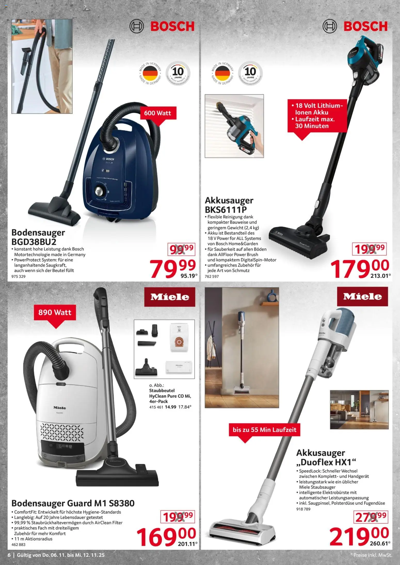 Selgros  Non Food – gültig ab 06.11.2025 | Seite: 6 | Produkte: Miele, Bosch, Gewicht, Staubsauger