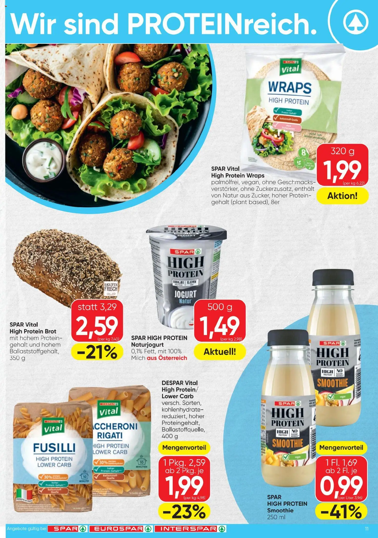Spar Flugblatt gültig ab 22.01.2026 | Seite: 11 | Produkte: Milch, Brot