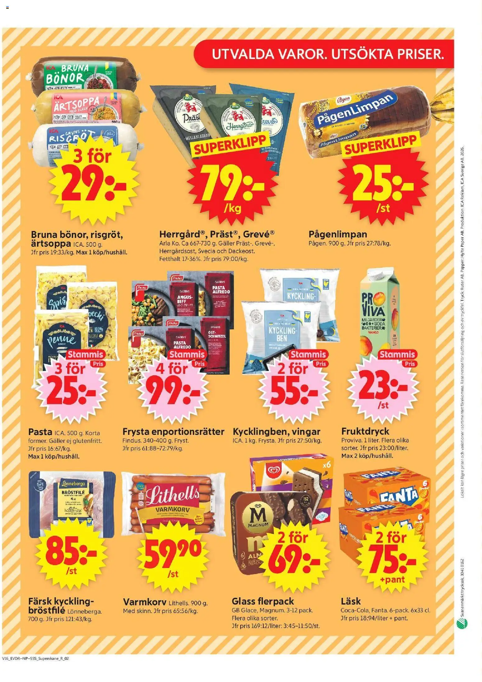 ICA Supermarket reklamblad aktuell från 13.04.2026 | Sida: 11 | Produkter: Varmkorv, Papper, Mango, Bönor