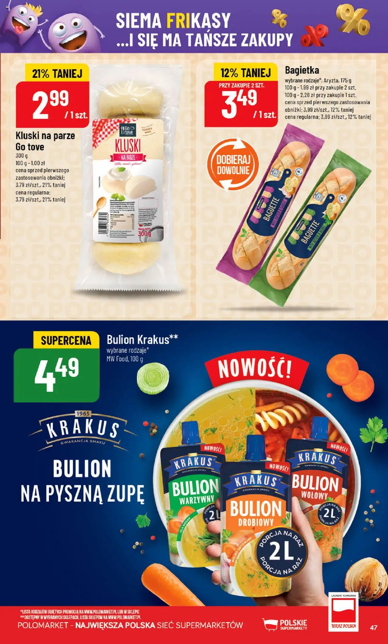 POLOmarket Gazetka od 15.10.2025 | Strona: 47 | Produkty: Kluski na parze, Bagietka
