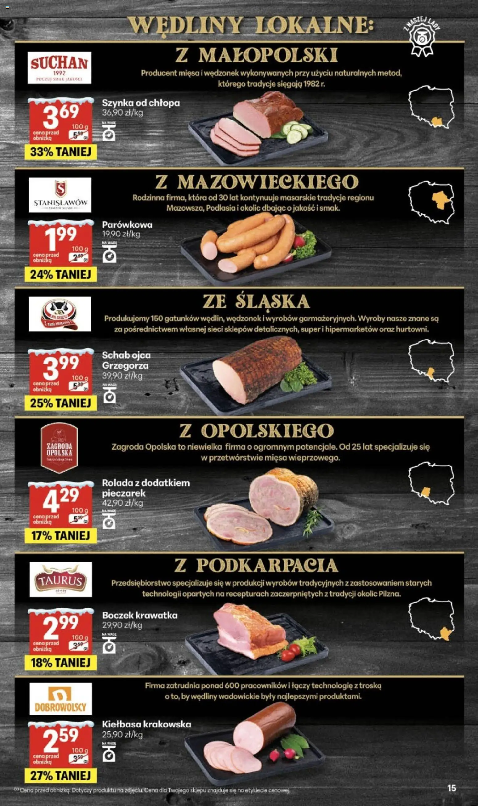 Delikatesy Centrum Gazetka od 08.01.2026 | Strona: 15 | Produkty: Kiełbasa, Schab, Rolada, Kiełbasa krakowska