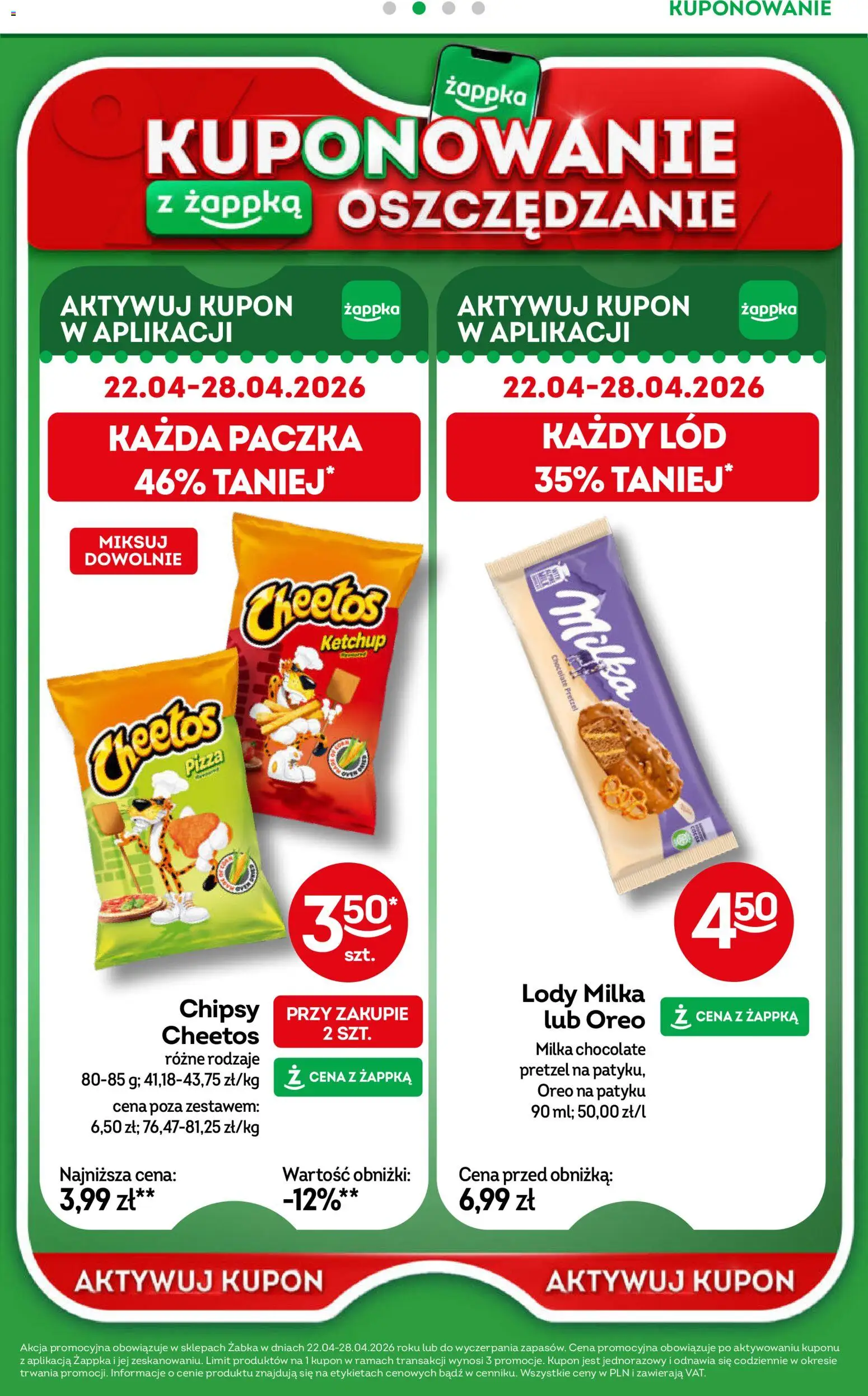 Żabka gazetka od 22.04.2026 | Strona: 39 | Produkty: Chipsy, Ketchup, Milka, Lody