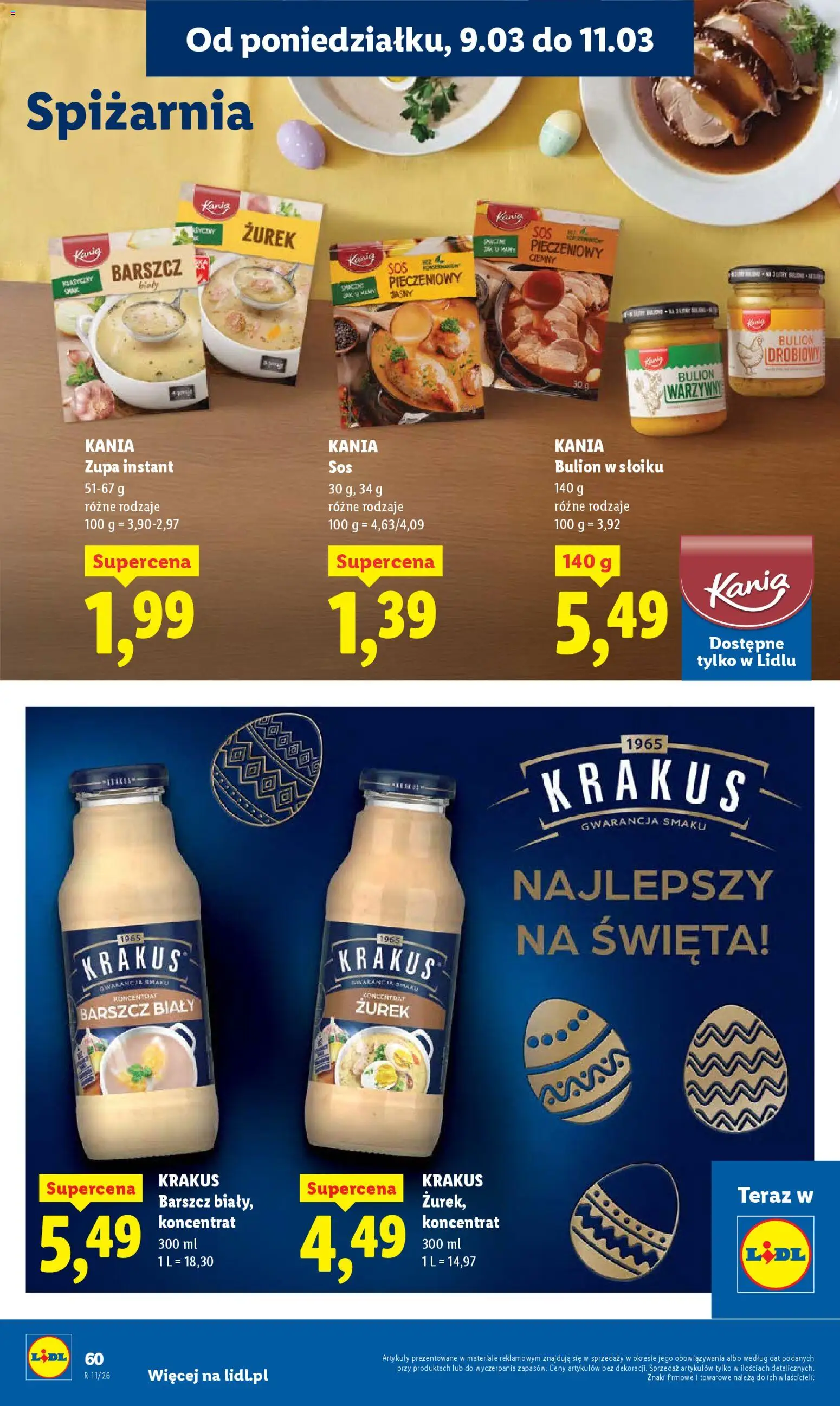 Lidl gazetka od 09.03.2026 | Strona: 60 | Produkty: Barszcz, Bulion drobiowy, Zurek, Sos