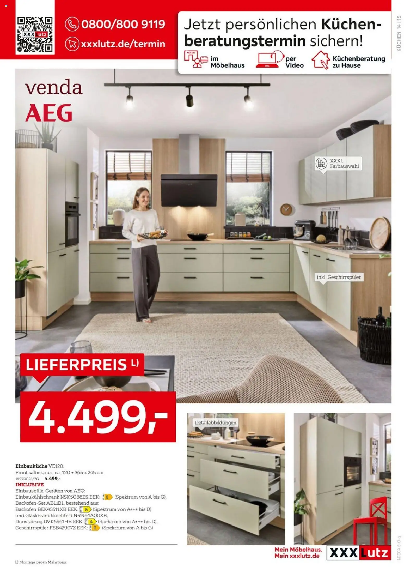 XXXLutz AEG zum Bestpreis – gültig ab 18.04.2025 | Seite: 15 | Produkte: AEG, Geschirrspüler, Einbauküche, Backofen
