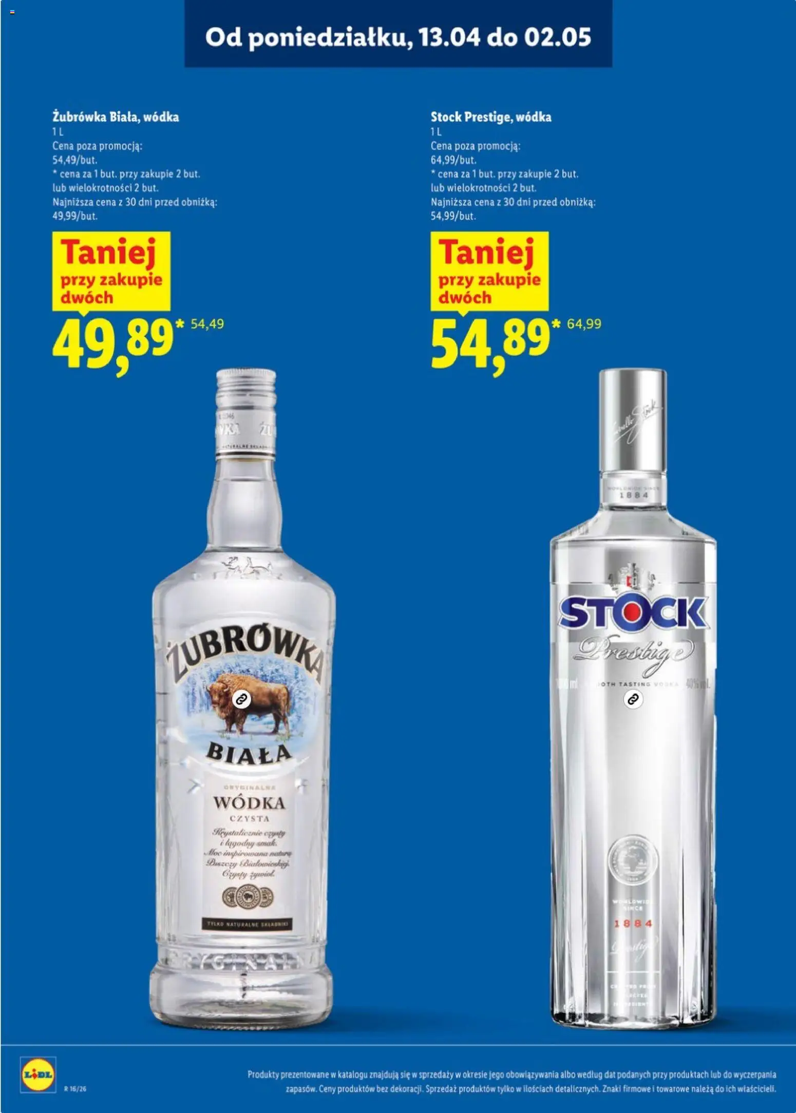 Lidl Katalog alkoholi mocnych od 13.04.2026 | Strona: 7 | Produkty: Wódka Stock, Żubrówka, Vodka, Wódka