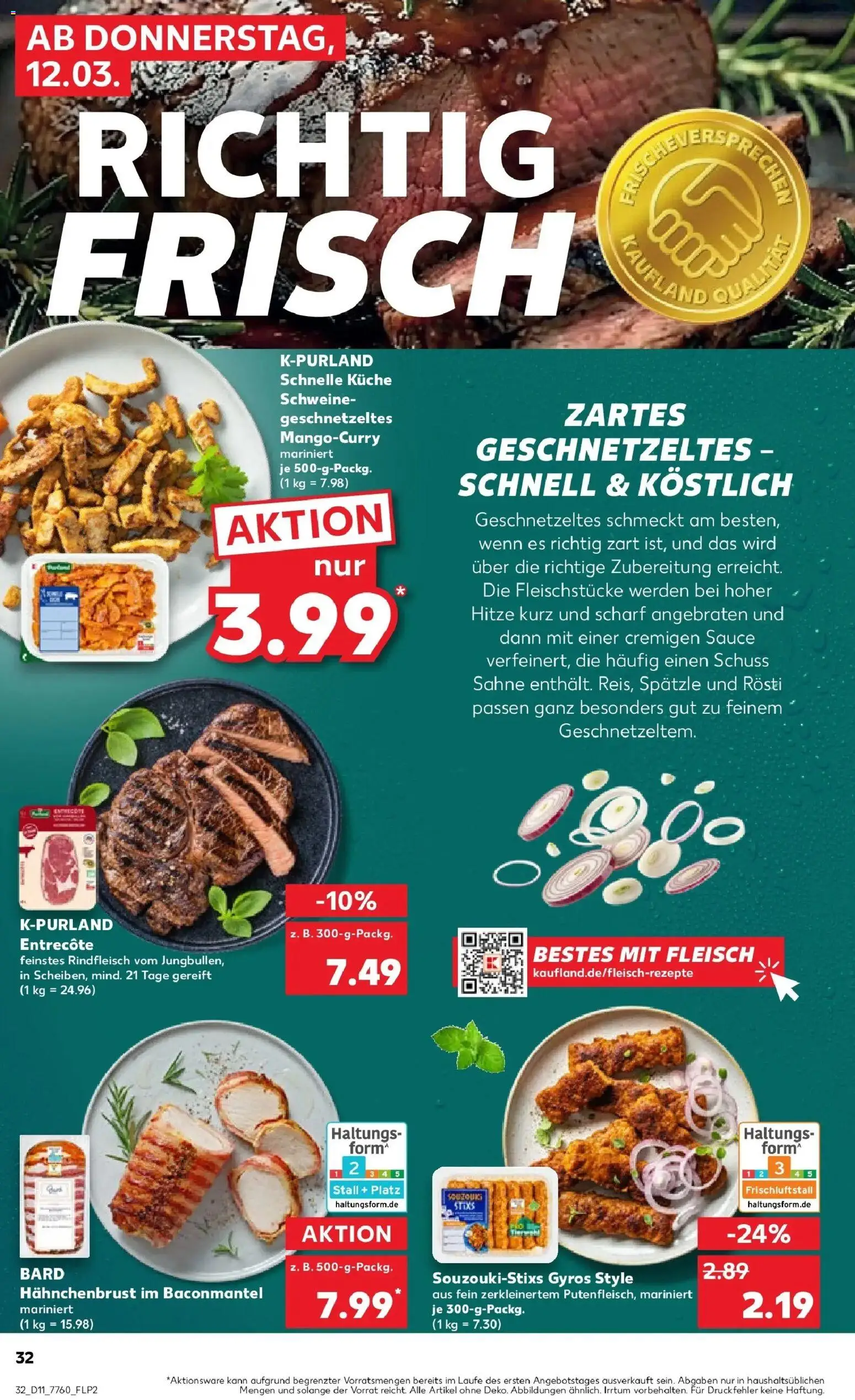 Kaufland Prospekt Donauwörth	 – gültig ab 12.03.2026 | Seite: 32 | Produkte: Küche, Gyros, Steak, Fleisch