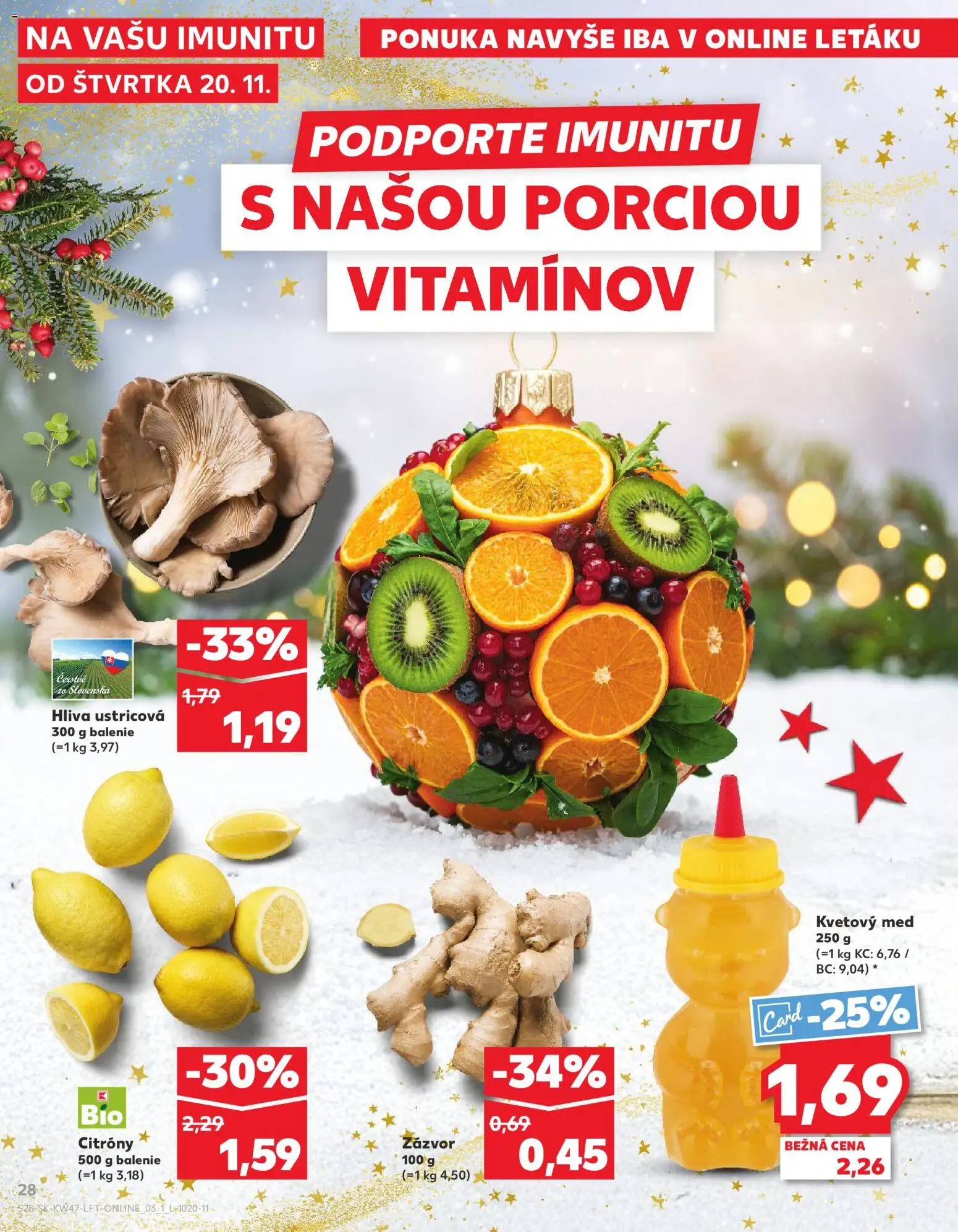 Nové Kaufland akcie – leták je platný od 20.11.2025 | Strana: 28 | Produkty: Zázvor, Citróny, Med