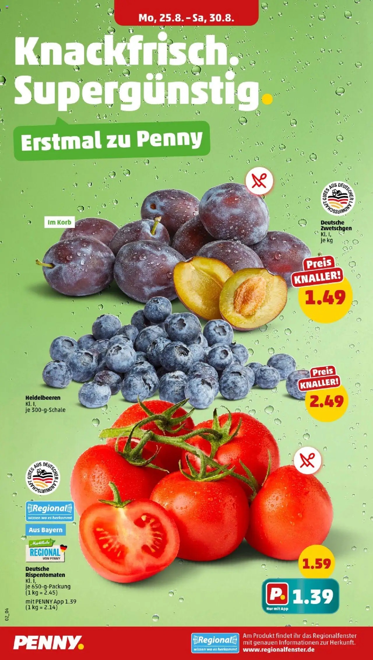 Penny - Bayern  - gültig ab dem 25.08.2025 | Seite: 2 | Produkte: Korb, Zwetschgen, Heidelbeeren