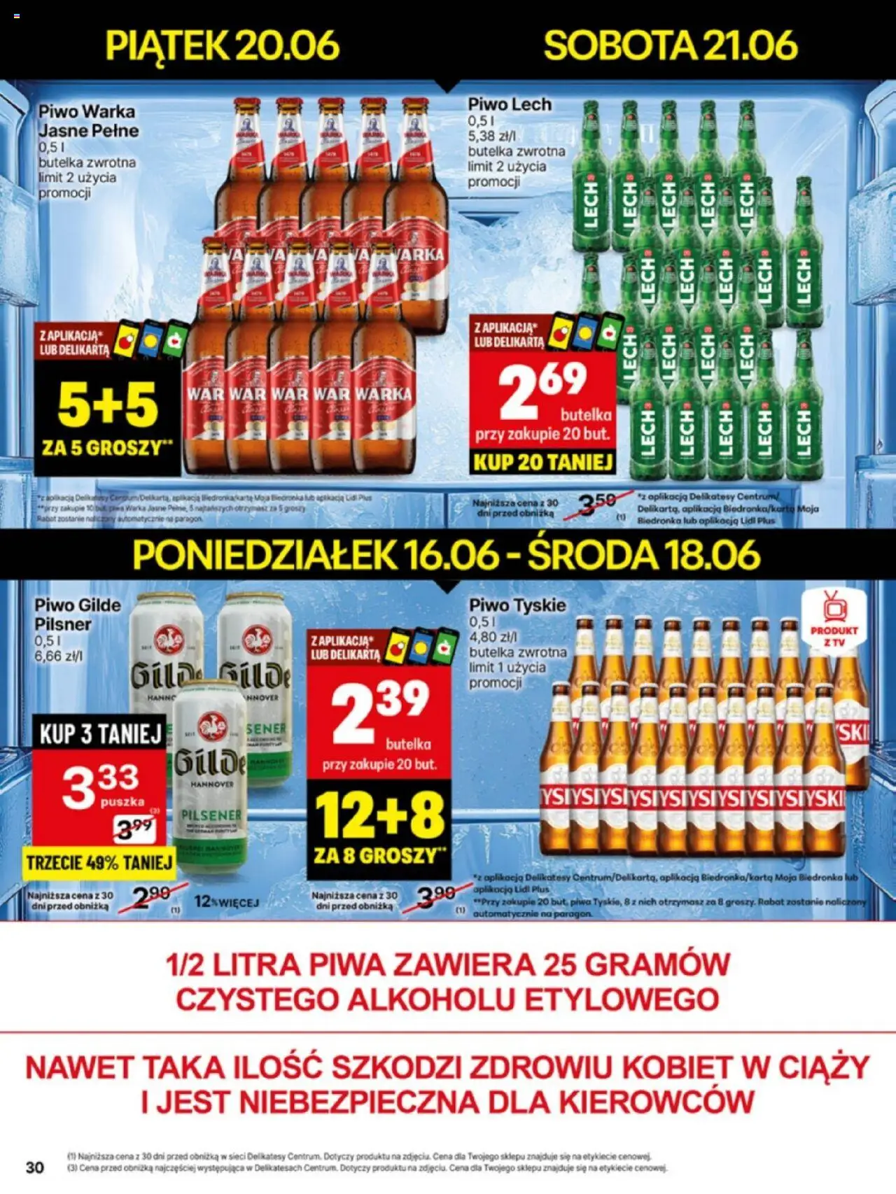 Delikatesy Centrum Gazetka od 16.06.2025 | Strona: 30 | Produkty: Delikatesy, Warka, Tyskie, Piwo