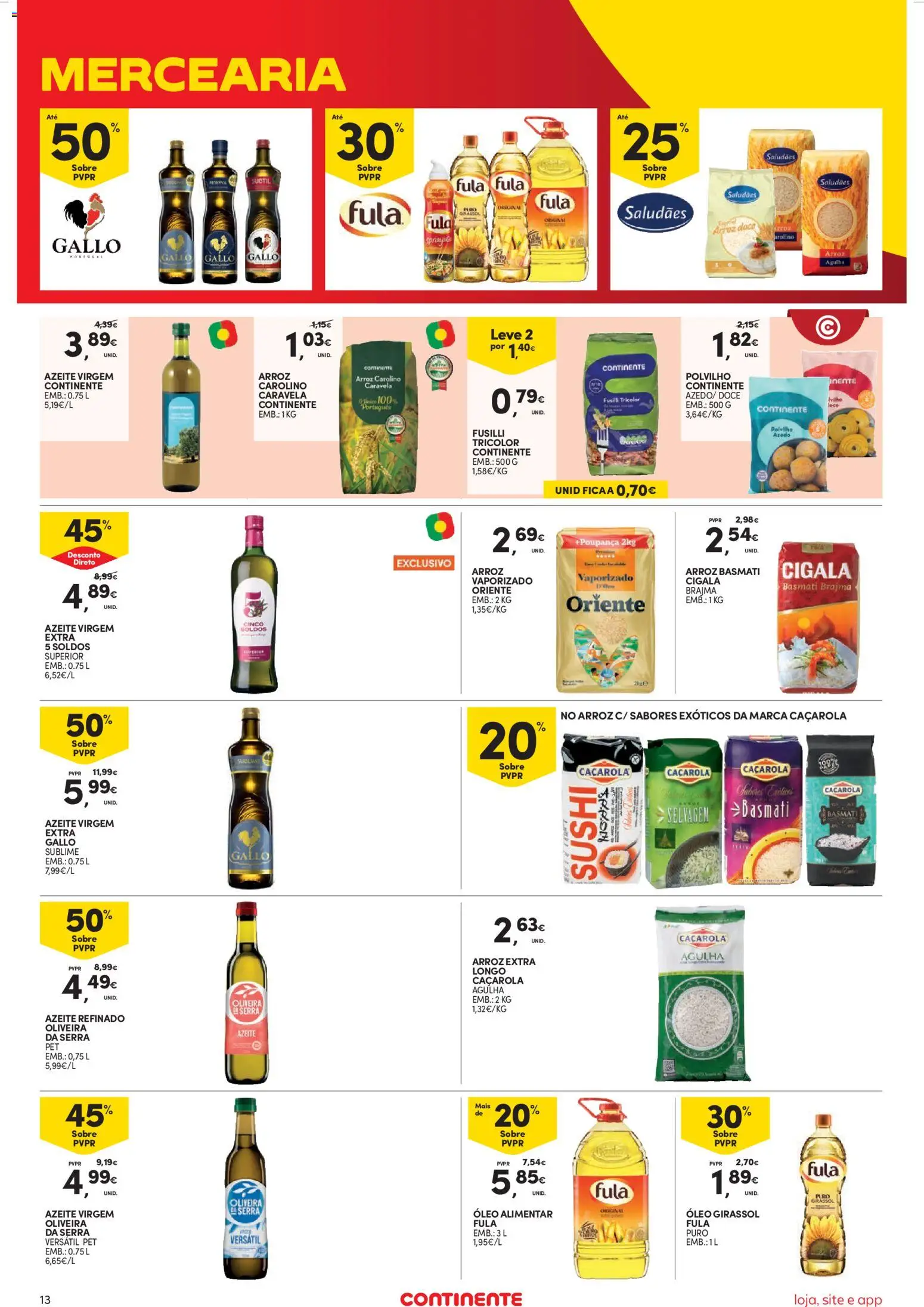 Continente Semanal Continente Bom Dia │ válido de 11.11.2025 | Página: 13 | Produtos: Azeite, Arroz basmati, Óleo, Arroz