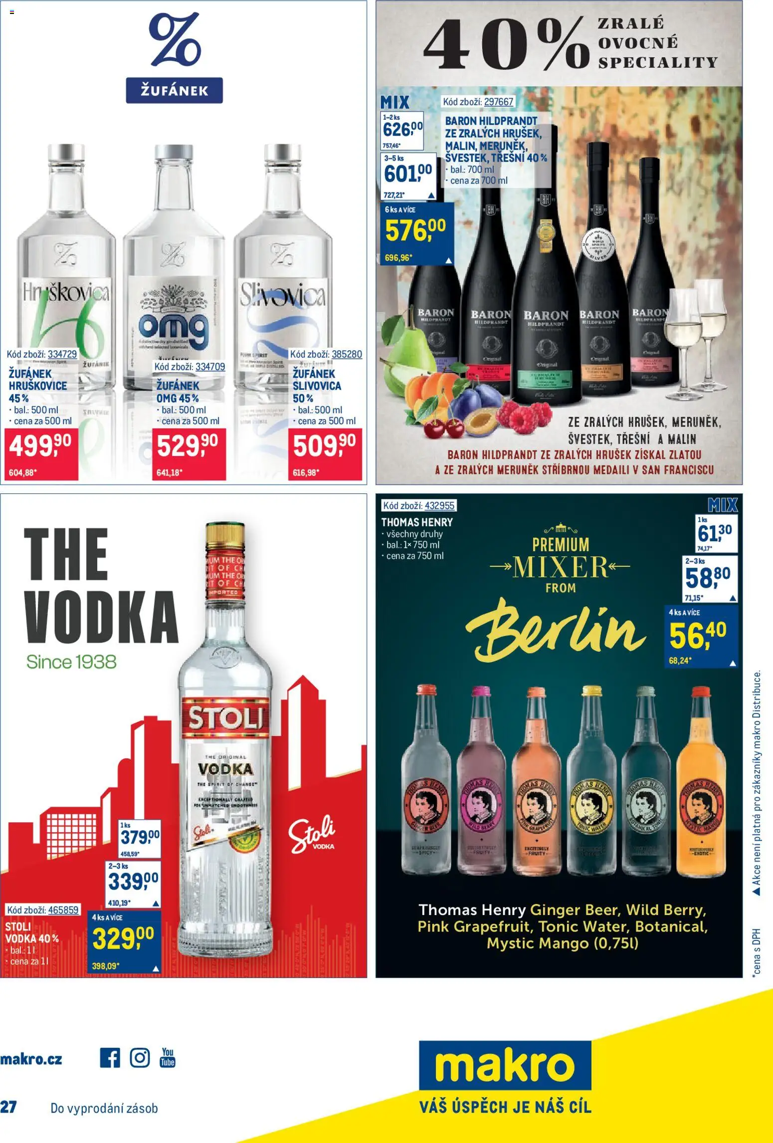 Makro leták - Gastronomie od 17.12.2025 | Strana: 27 | Produkty: Hruškovice, Mango, Vodka, Tonic