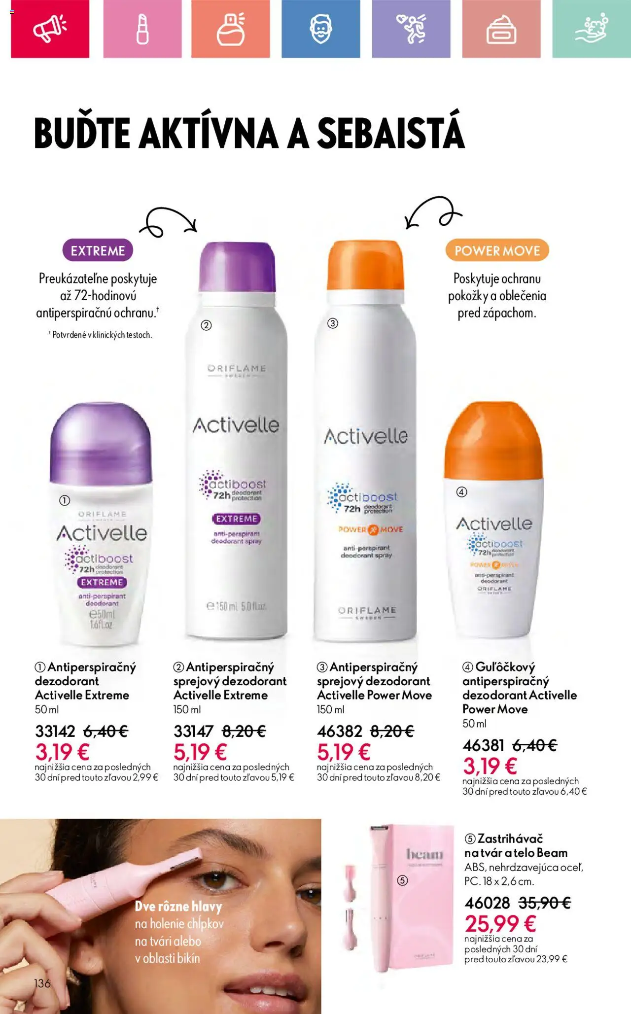 Katalóg Oriflame 10 2025 │ platný od 06.07.2025 | Strana: 136 | Produkty: Dezodorant, Antiperspirant