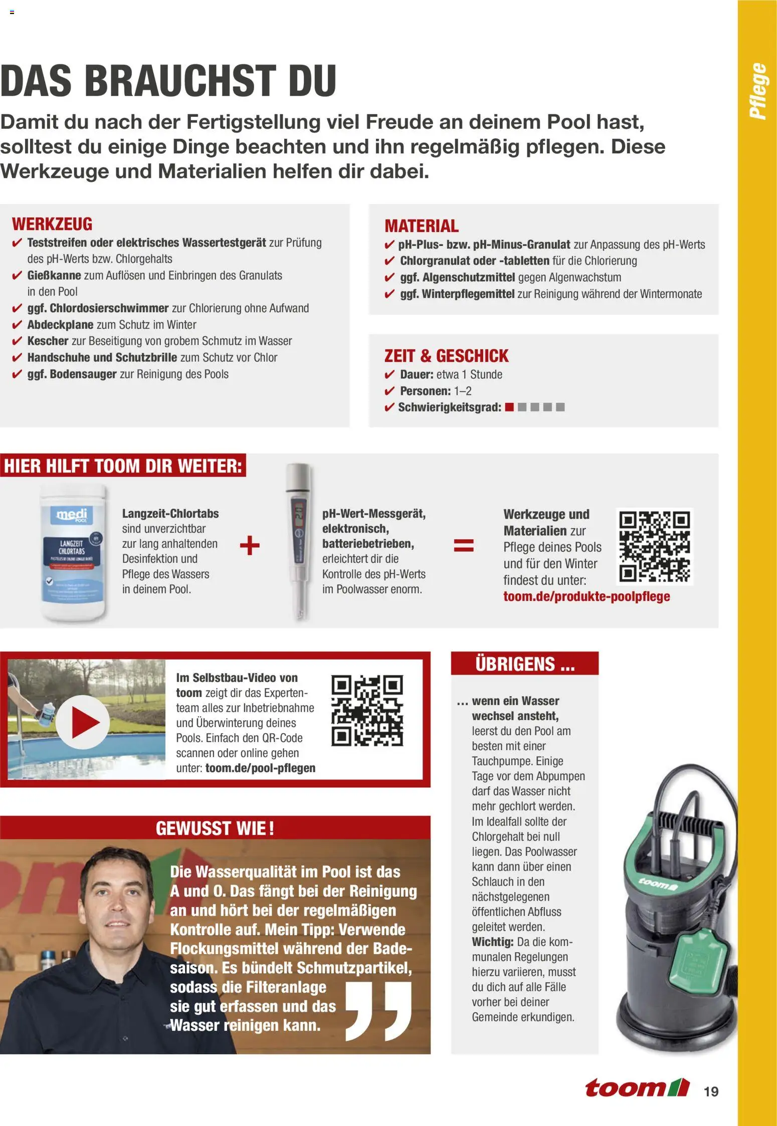 Toom Baumarkt Pool selber bauen – gültig ab 01.01.2026 | Seite: 19 | Produkte: Wasser, Handschuhe