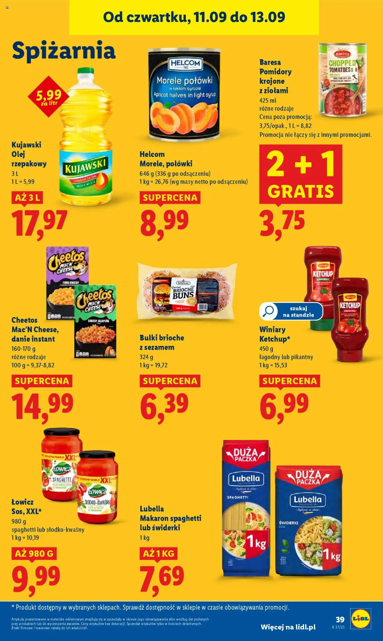 Lidl Gazetka od 11.09.2025 | Strona: 45 | Produkty: Olej rzepakowy, Morele, Olej, Makaron