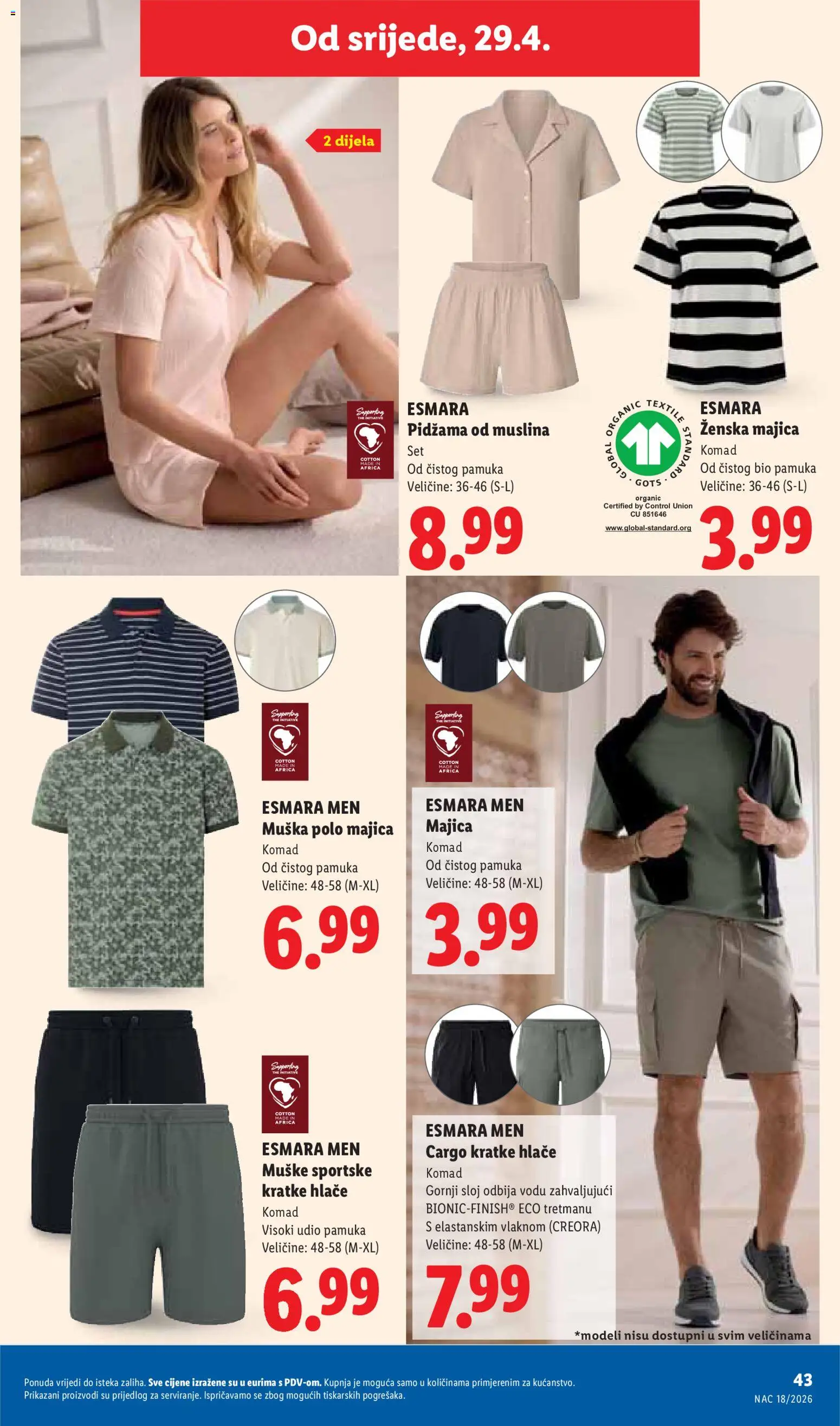 Lidl katalog | vrijedi od 27.04.2026 | Stranica: 43 | Proizvodi: Majica, Hlače, Kratke hlače, Pidžama