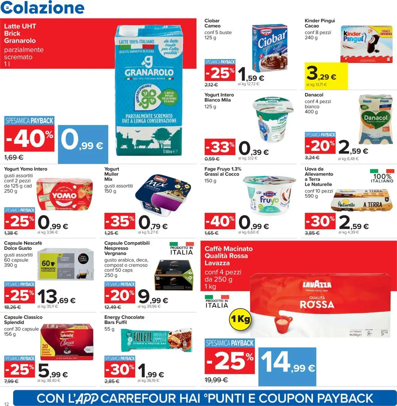 Volantino Carrefour del 23.10.2025 | Pagina: 12 | Prodotti: Yogurt, Latte, Lavazza, Terra