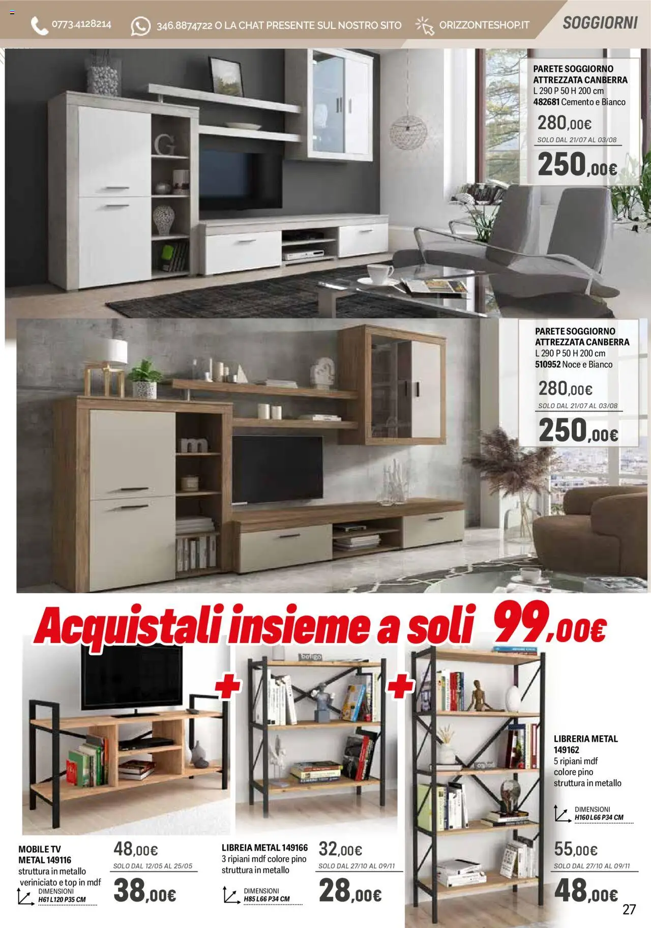 Volantino Orizzonte del 09.05.2025 | Pagina: 27 | Prodotti: Mobile, TV, Libreria, Mobile tv
