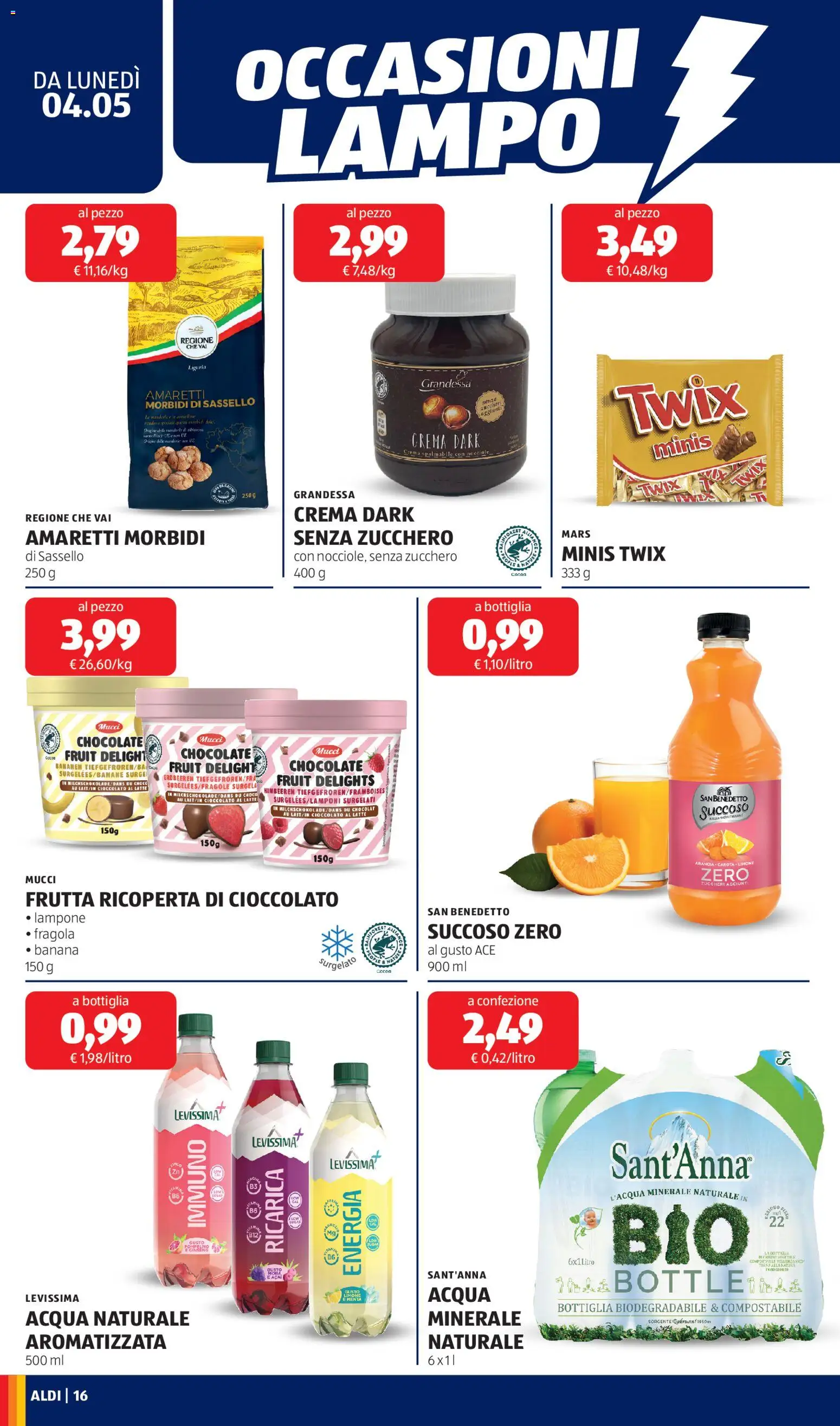 Volantino Aldi del 04.05.2026 | Pagina: 16 | Prodotti: Latte, Limone, Mandorle, Lampone