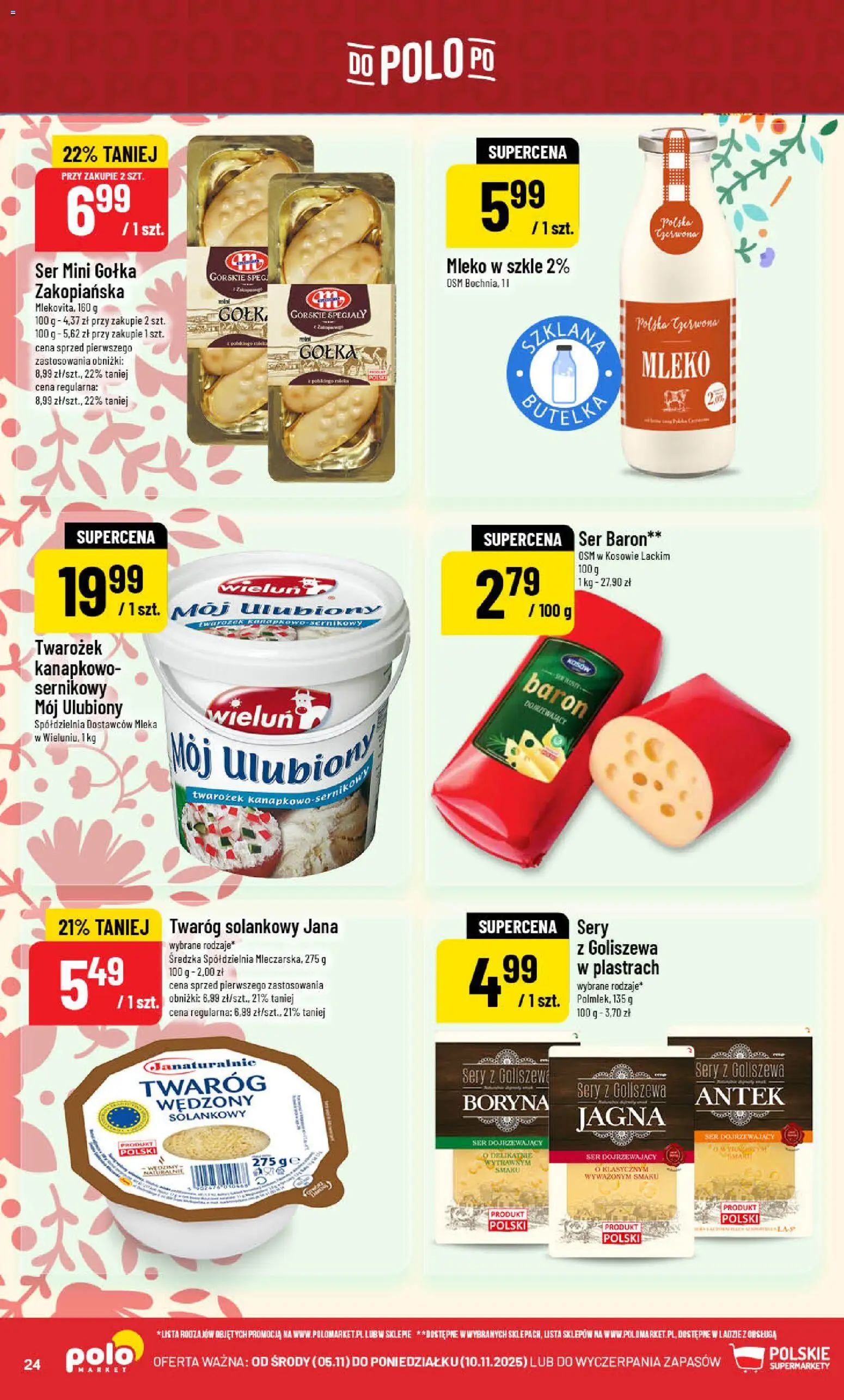 POLOmarket Gazetka od 05.11.2025 | Strona: 24 | Produkty: Mleka, Mleko, Ser, Twaróg