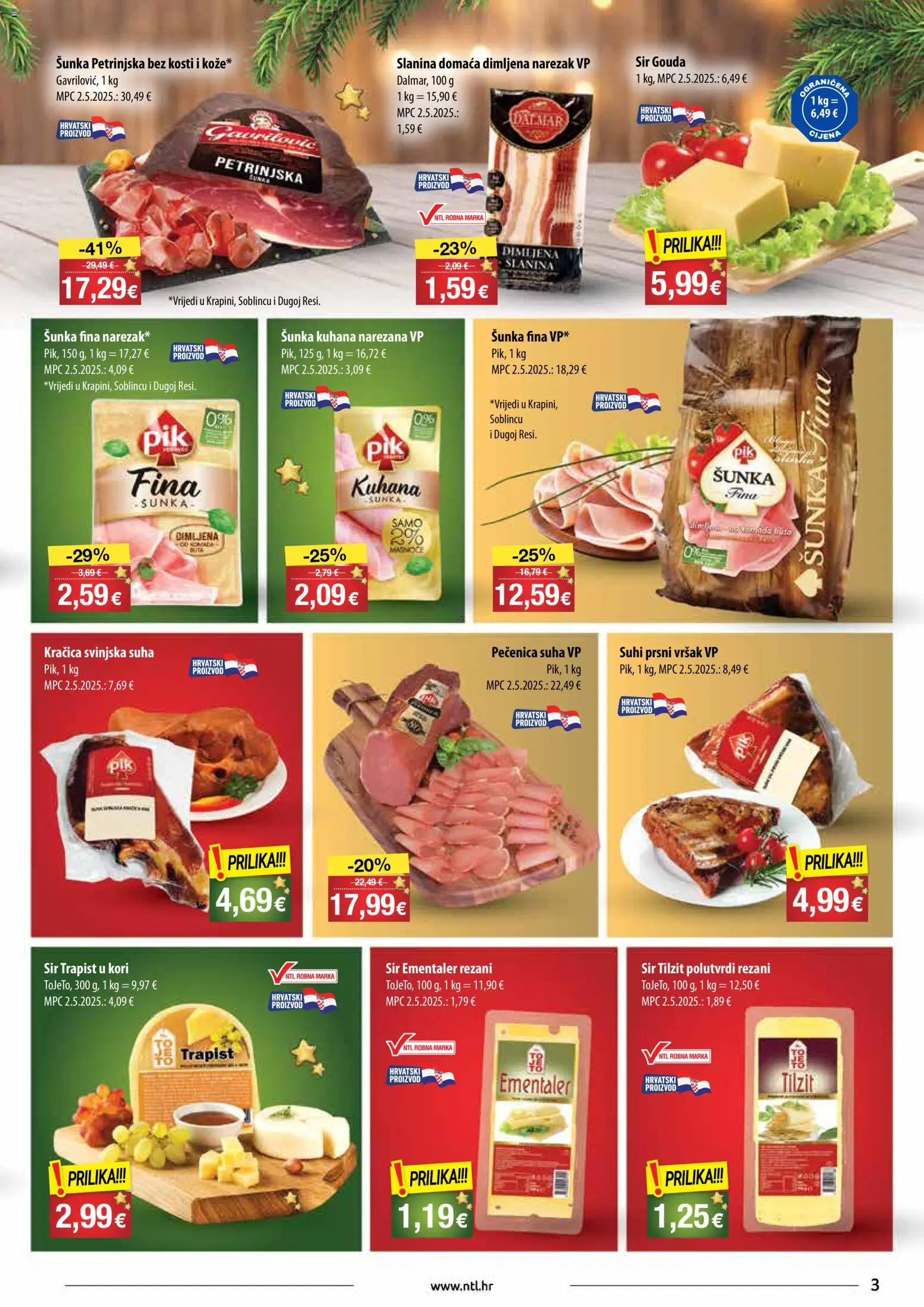 NTL katalog | vrijedi od 17.12.2025 | Stranica: 3 | Proizvodi: Sir, Šunka, Narezak, Slanina