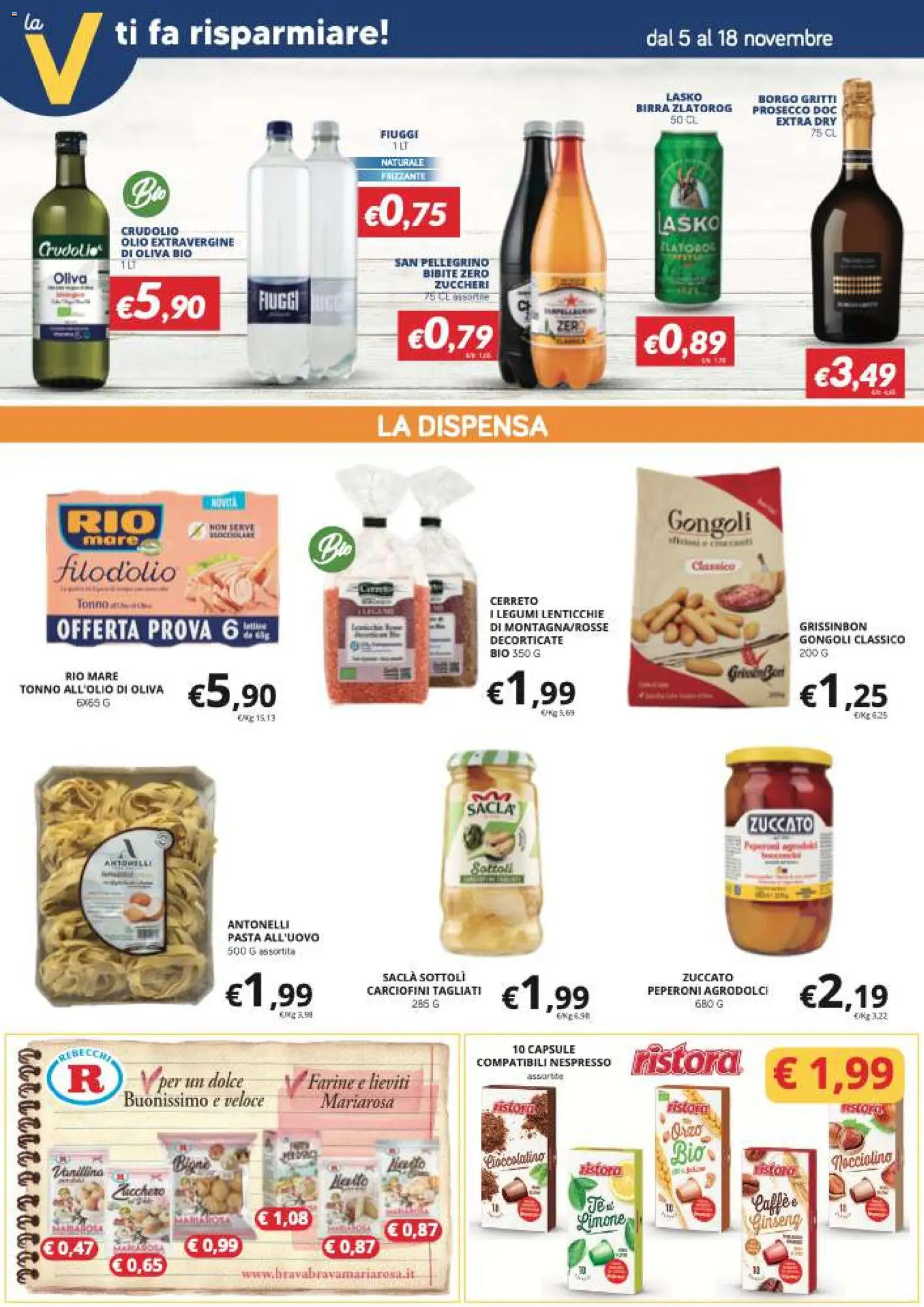 Volantino Visotto del 05.11.2025 | Pagina: 6 | Prodotti: Peperoni, Prosecco, Lenticchie, Pasta