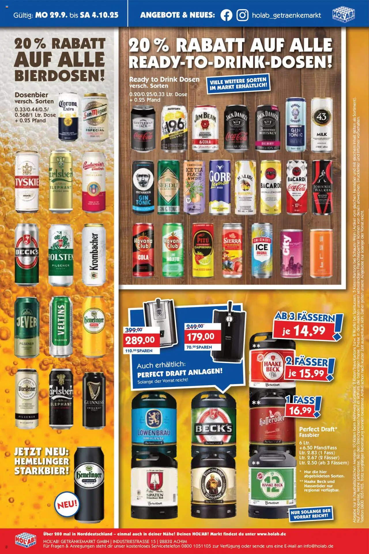 HOL’AB! Prospekt 	 – gültig ab 29.09.2025 | Seite: 8 | Produkte: Hasseröder, Gin, Telefon, Veltins