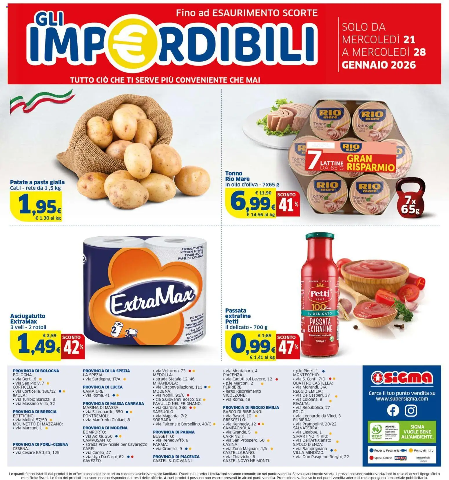 Volantino SIGMA del 14.01.2026 | Pagina: 20 | Prodotti: Pomodoro, Olio, Pasta, Asciugatutto