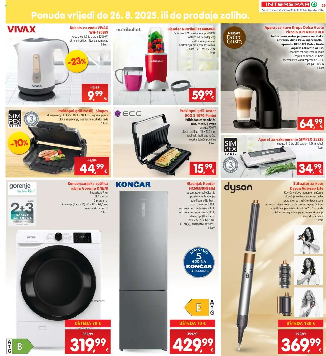 Interspar katalog | vrijedi od 13.08.2025 | Stranica: 29 | Proizvodi: Aparat za kavu, Čaše, Blender, Sušilica