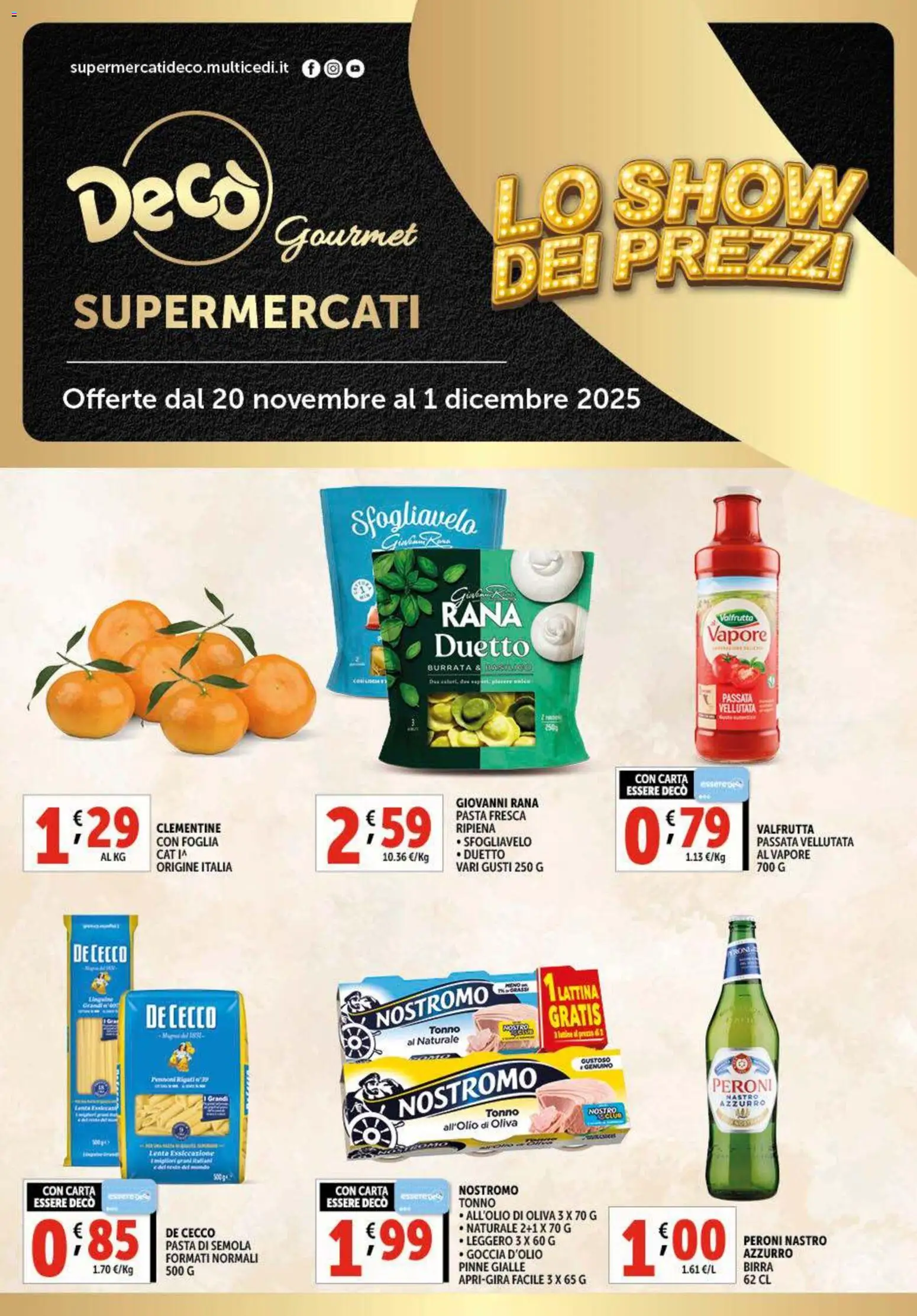 Volantino Decò del 20.11.2025 | Pagina: 1 | Prodotti: Pasta, Pinne, Basilico, Tonno